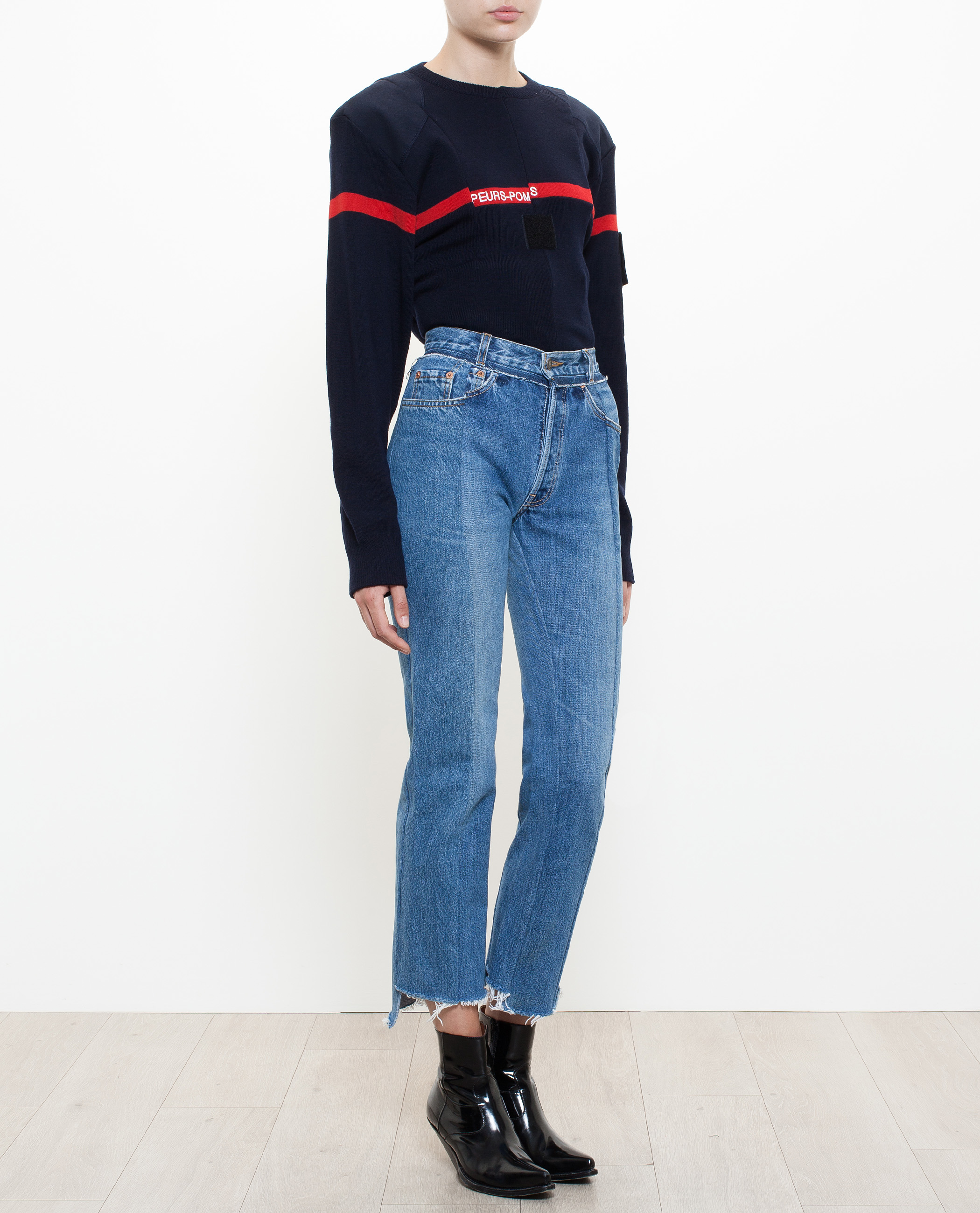 Lyst - Vetements Slim Jeans With Uneven Hem in Blue