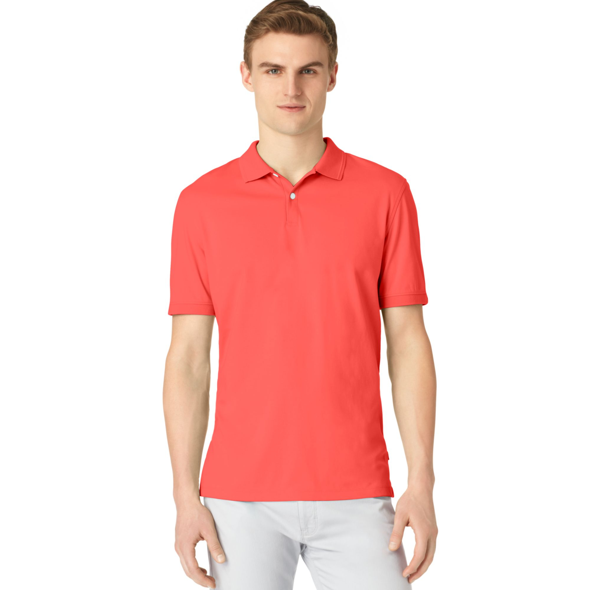 Calvin klein Liquid Cotton Polo Shirt in Red for Men | Lyst