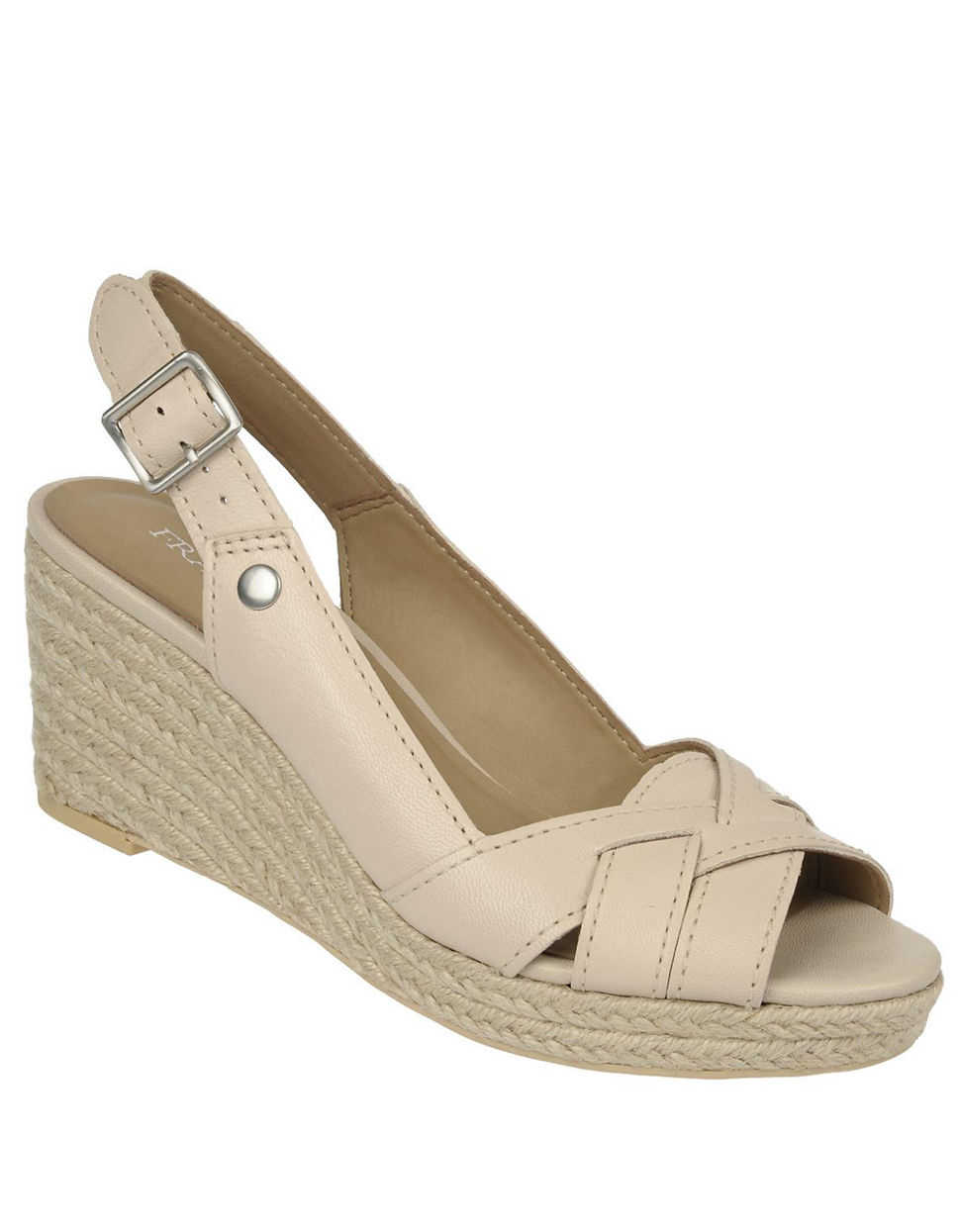 Franco sarto Leather Slingback Espadrille Wedge Sandals in Natural | Lyst