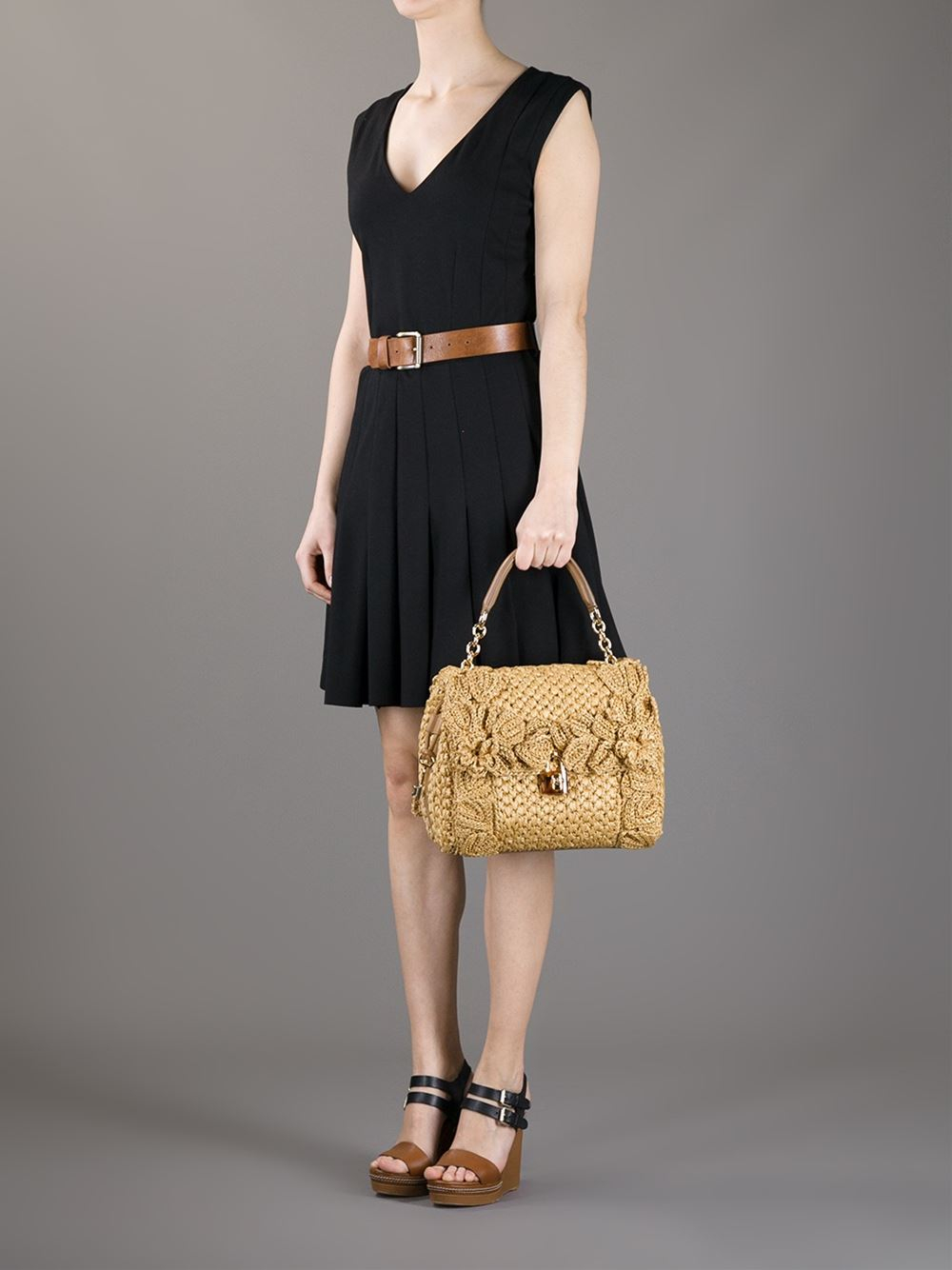 Lyst - Dolce & Gabbana 'Sicily' Raffia Handbag in Natural