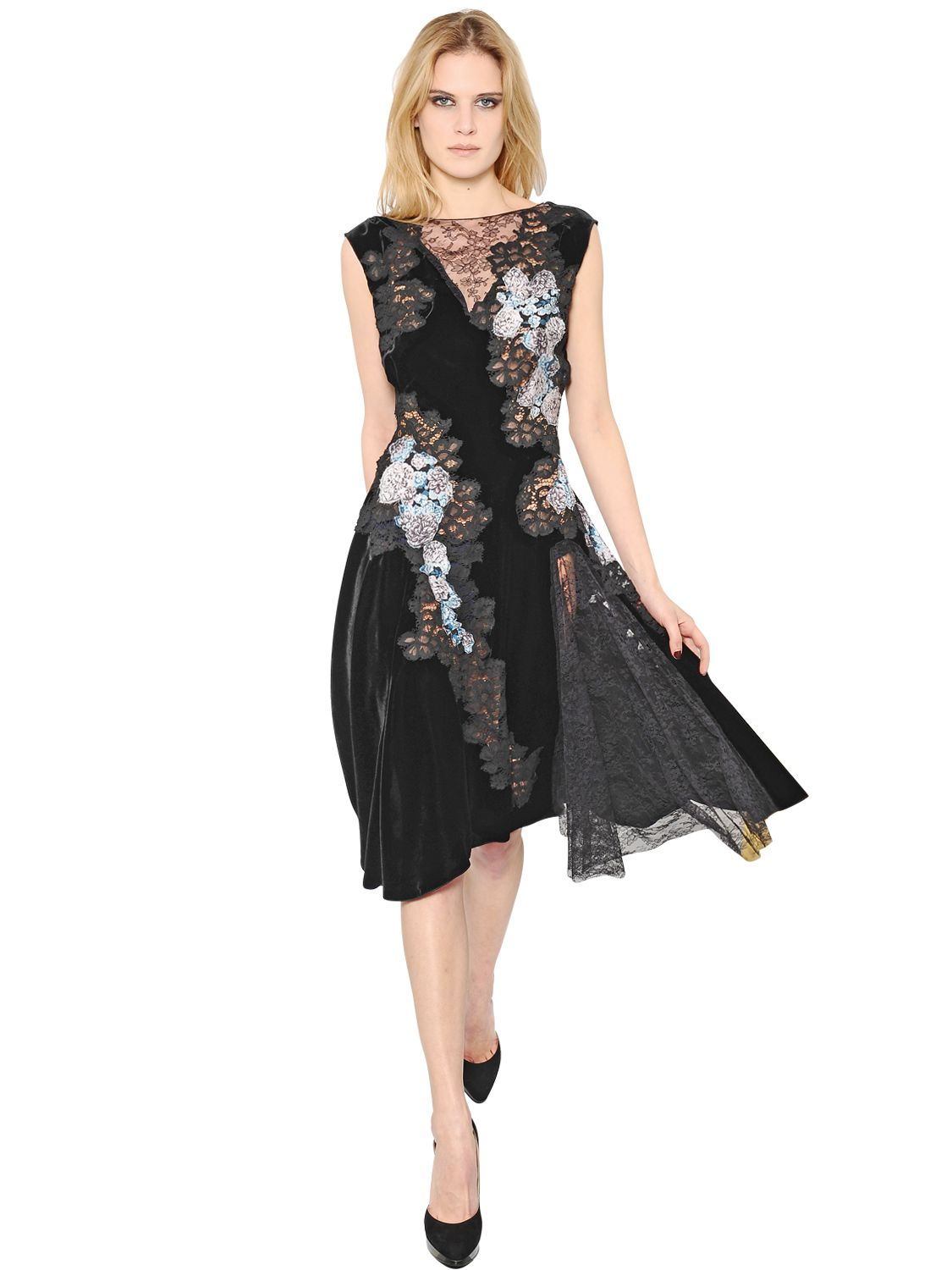 nina ricci black velvet and lace dress product 1 21000309 1 371365890 normal