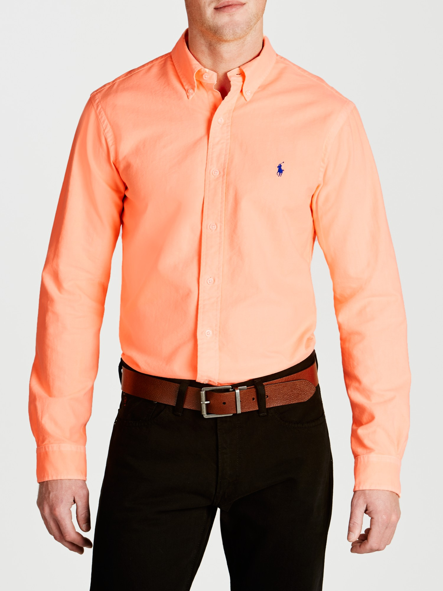 Polo ralph lauren Slim Fit Oxford Shirt in Orange for Men | Lyst