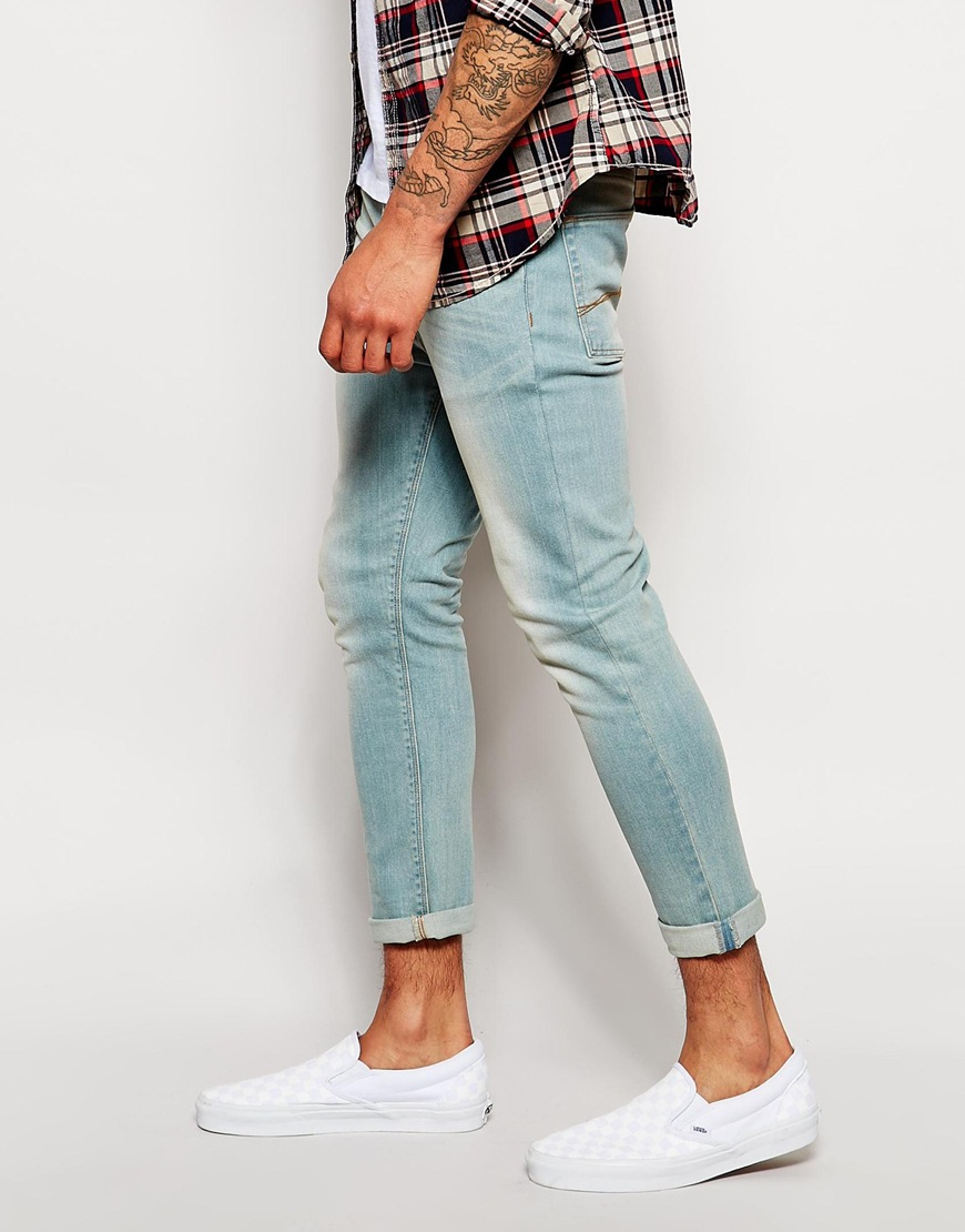 Lyst - Asos Super Skinny Jeans Ankle Grazer In Light Wash in Blue for Men