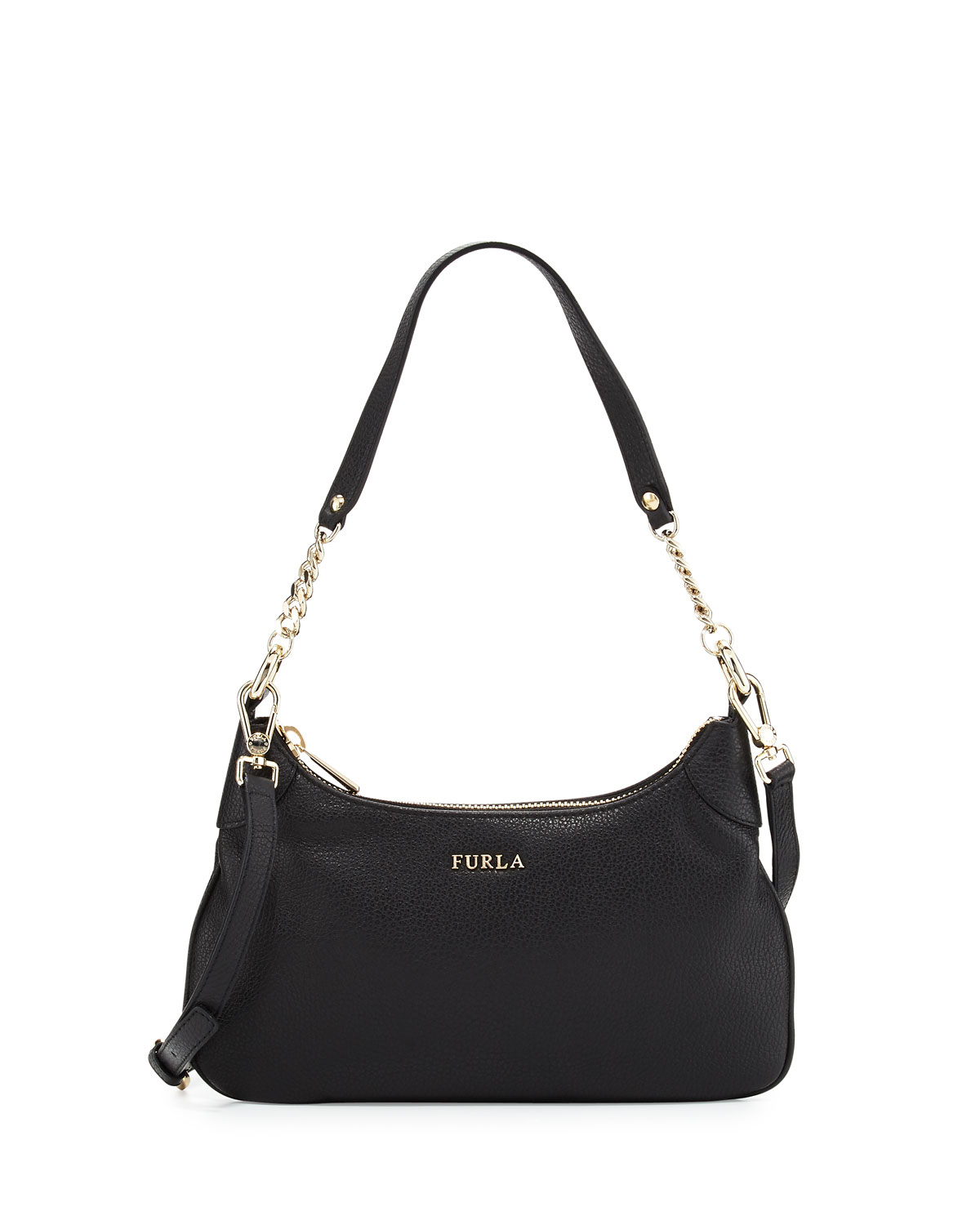 Lyst - Furla Julia Chain Small Leather Hobo Bag in Black