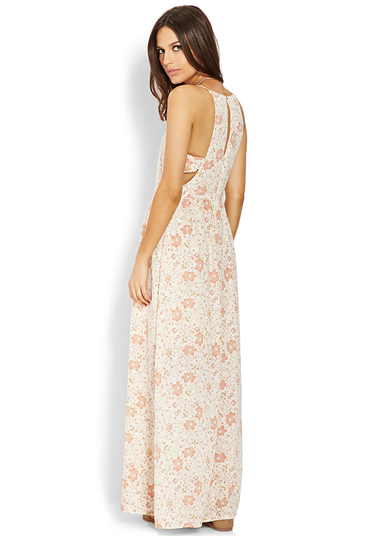 Lyst - Forever 21 Floral Cutout Maxi Dress in Pink