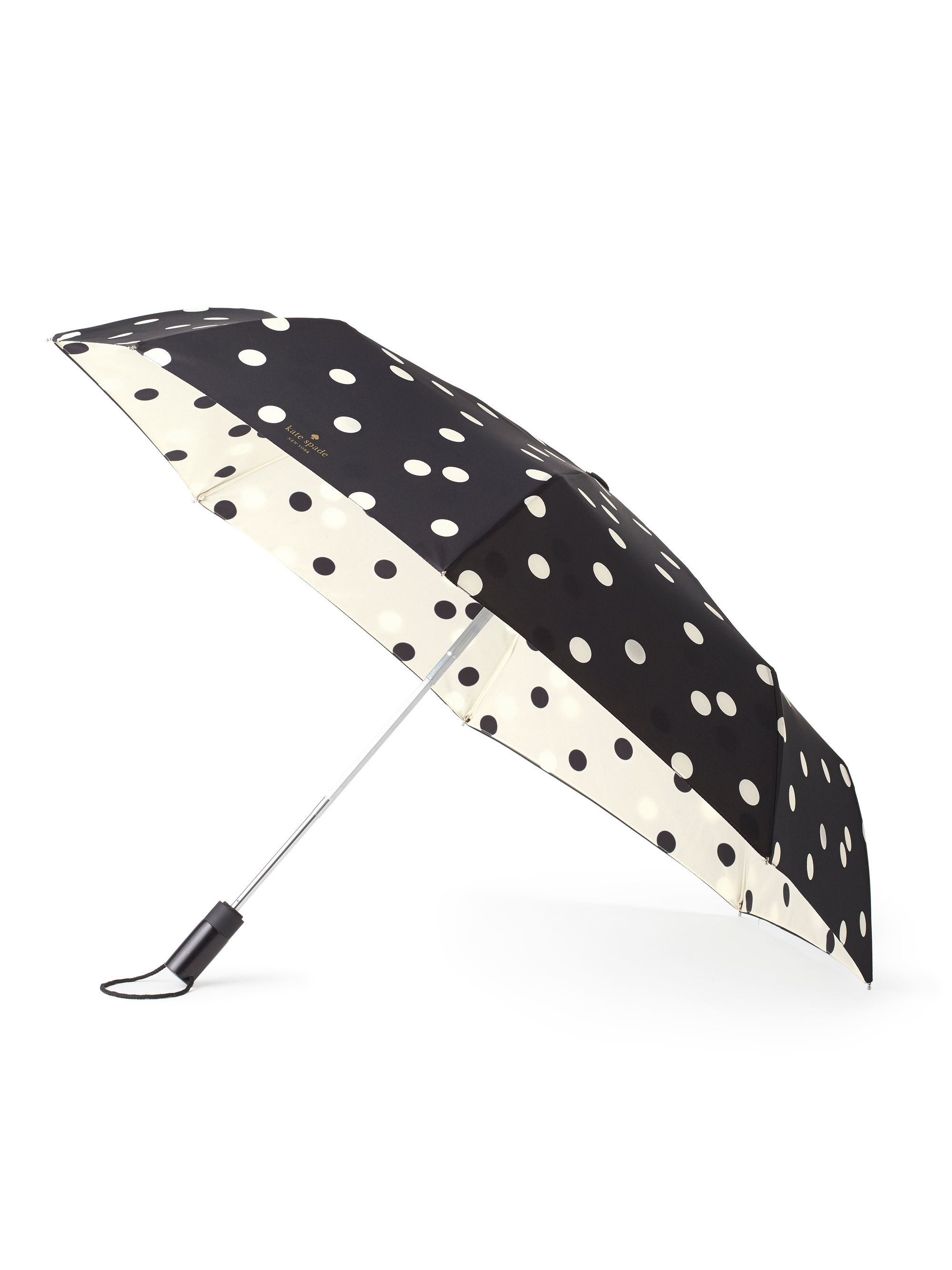 Kate spade Black And Cream Deco Dot Travel Umbrella in Black Lyst