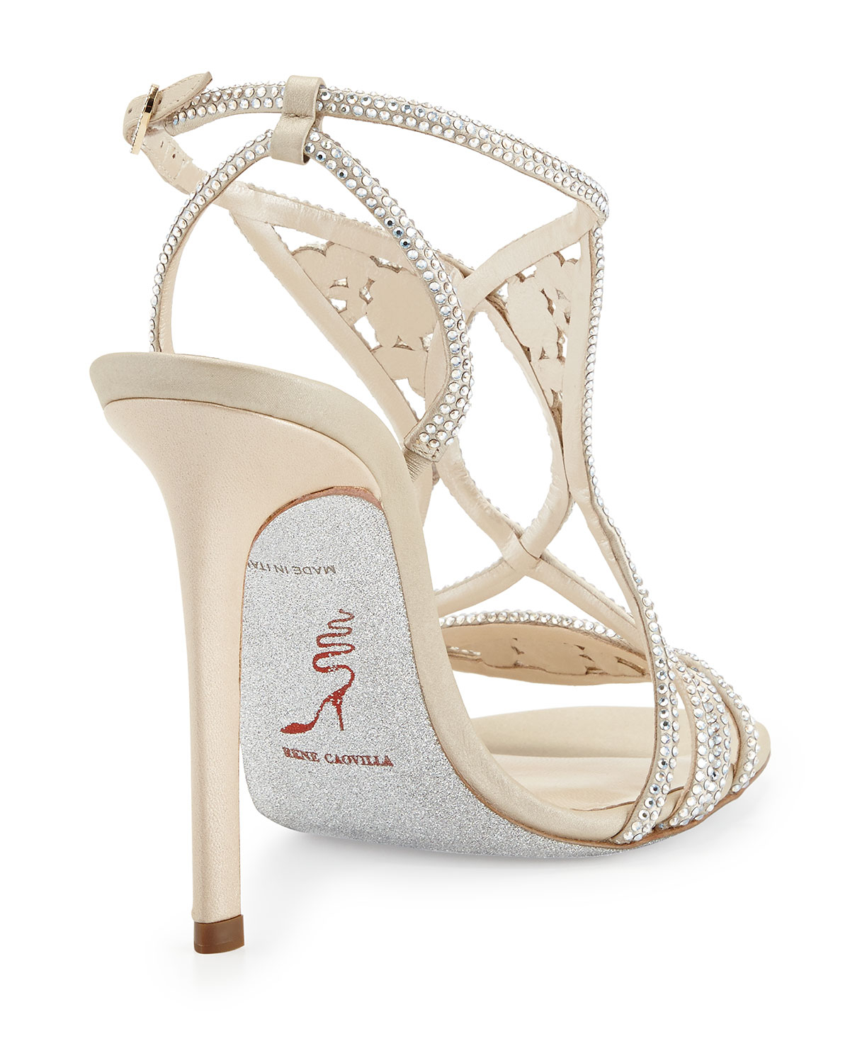 Lyst - Rene Caovilla Crystallized Pearly Satin Sandal in Gray