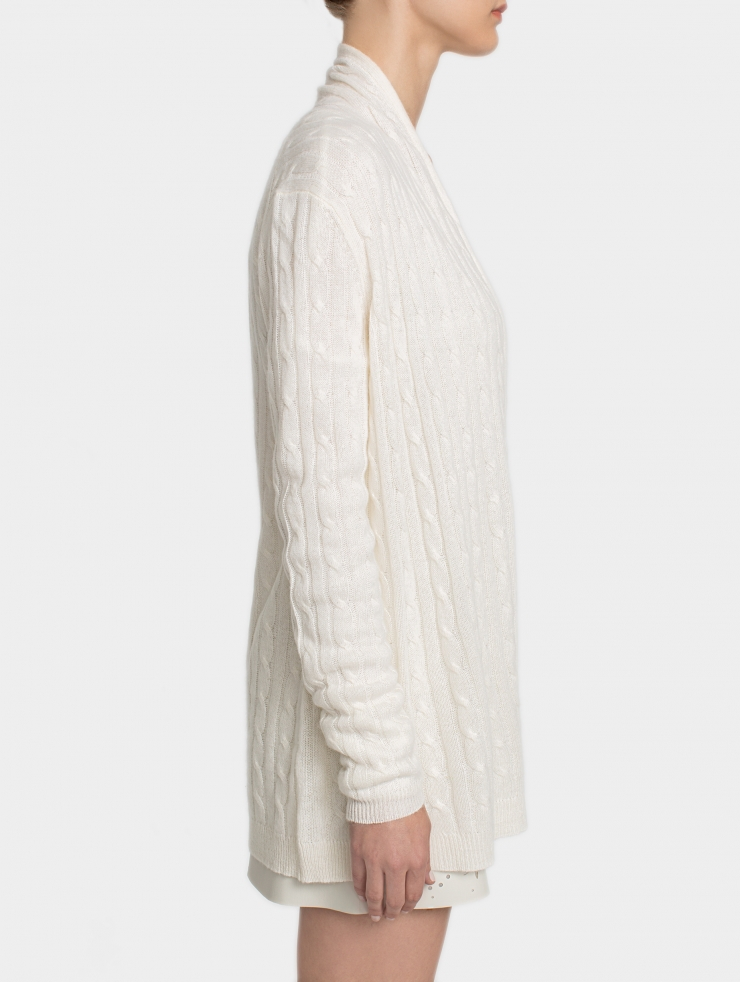 White + warren Cashmere Cable Cardigan in White | Lyst