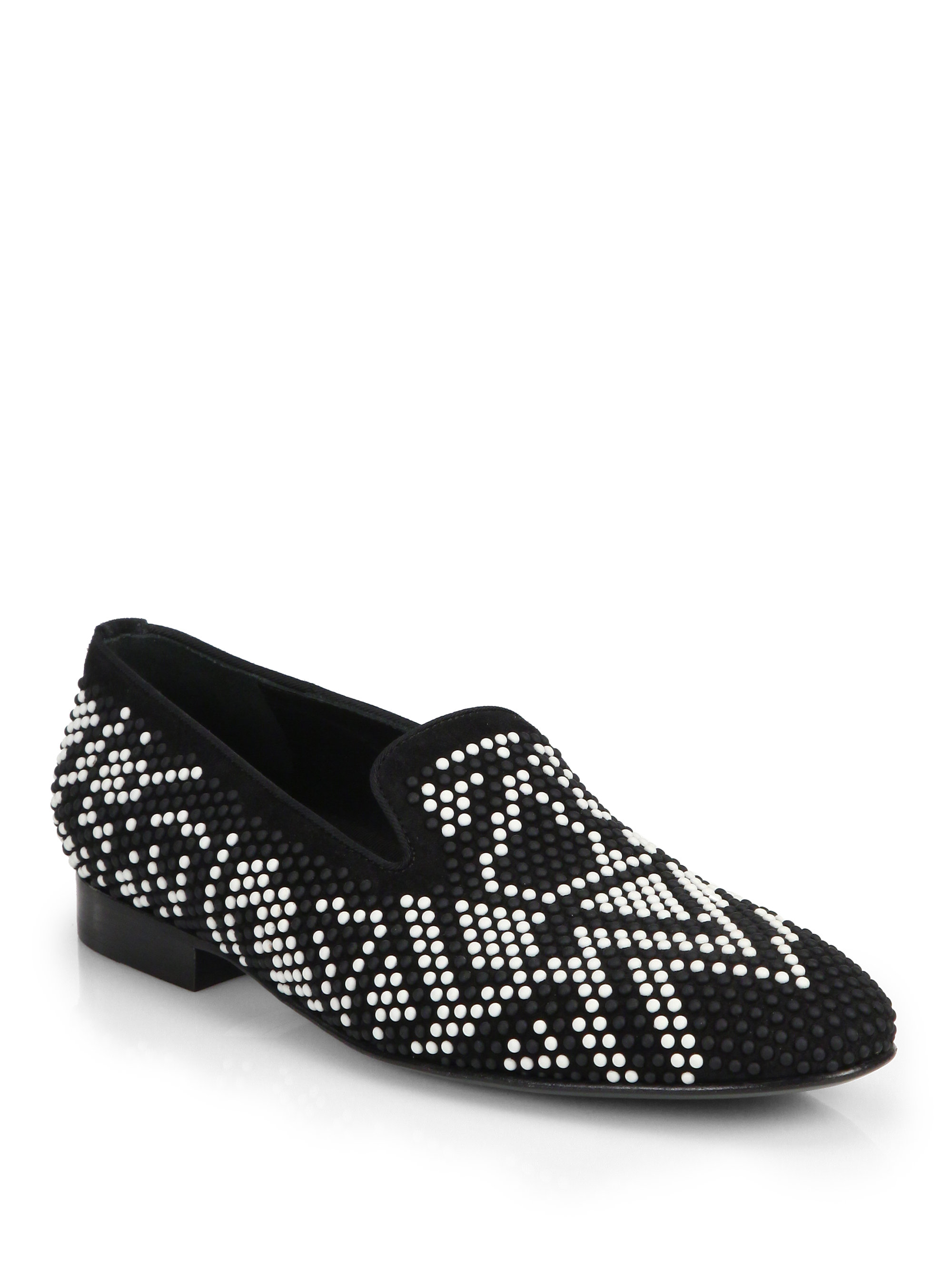 Lyst - Louis Leeman Studded Suede Slip-on Loafers in Black for Men