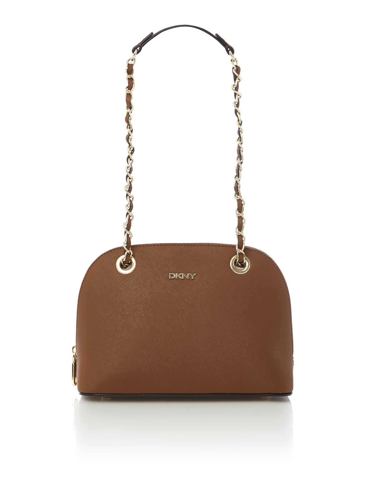 Dkny Saffiano Tan Small Rounded Cross Body Bag in Brown | Lyst