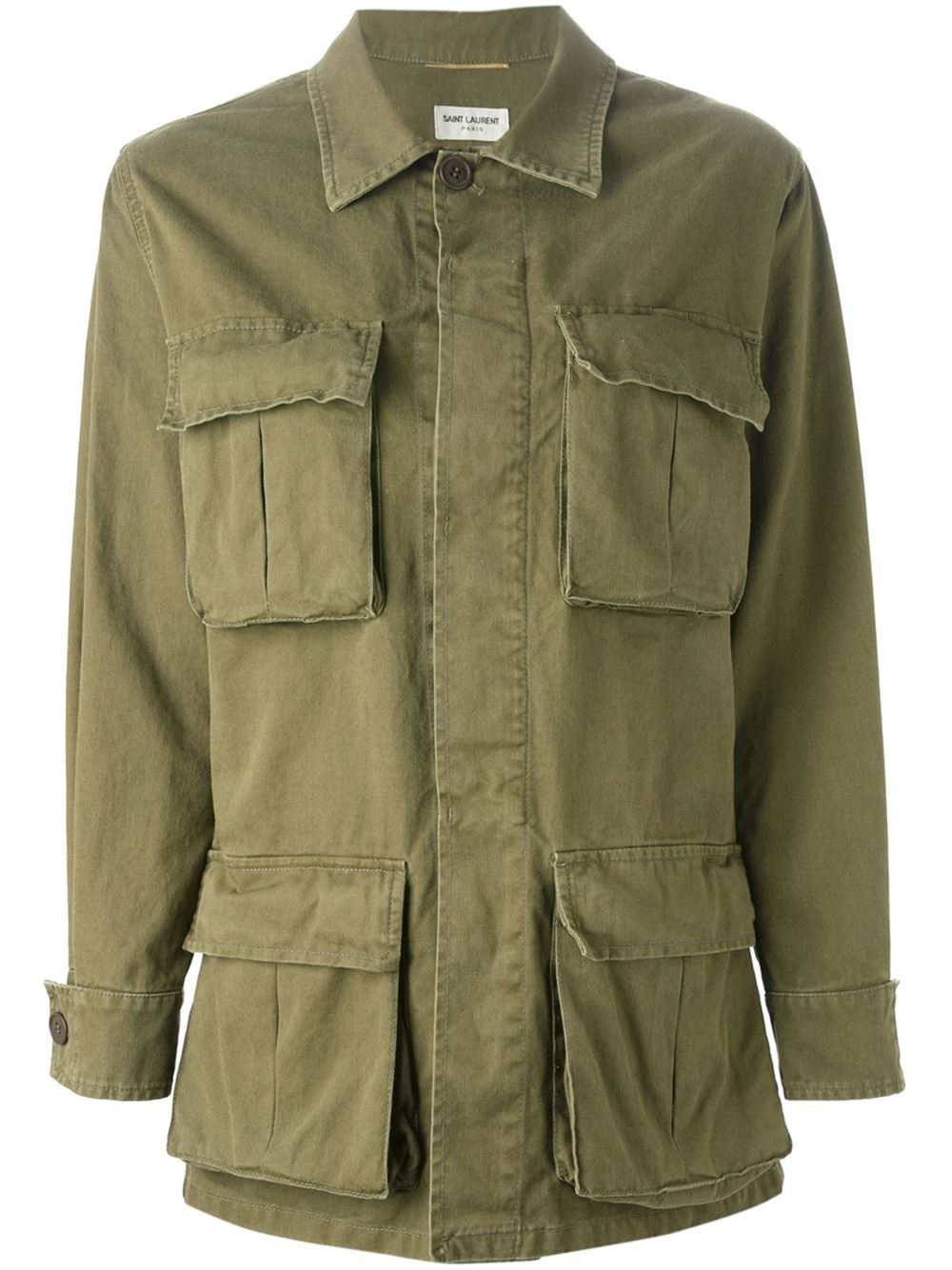 Saint Laurent Embroidered Military Jacket in Green | Lyst