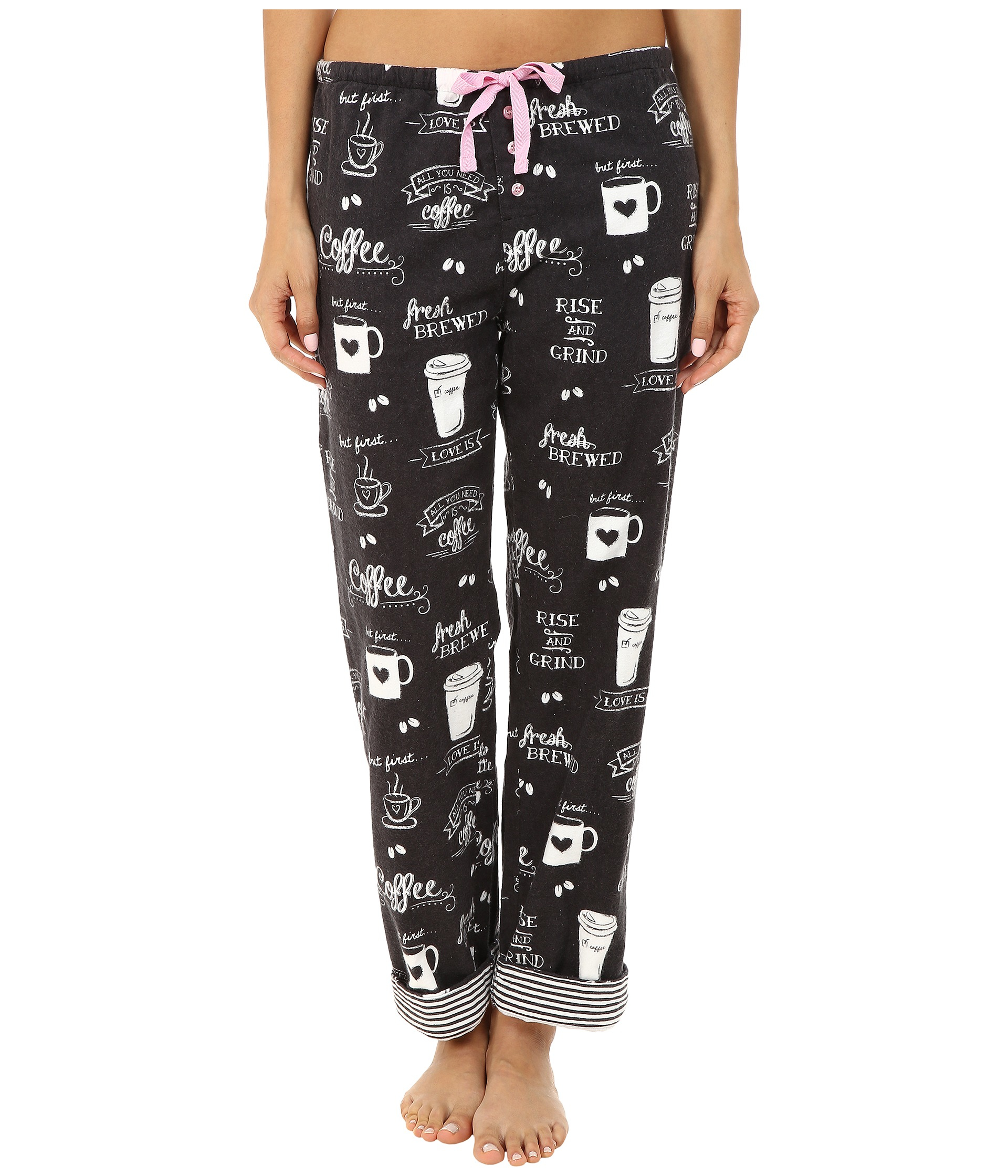 Pj salvage Fall Into Flannel Coffee Print Pajama Set in Gray | Lyst