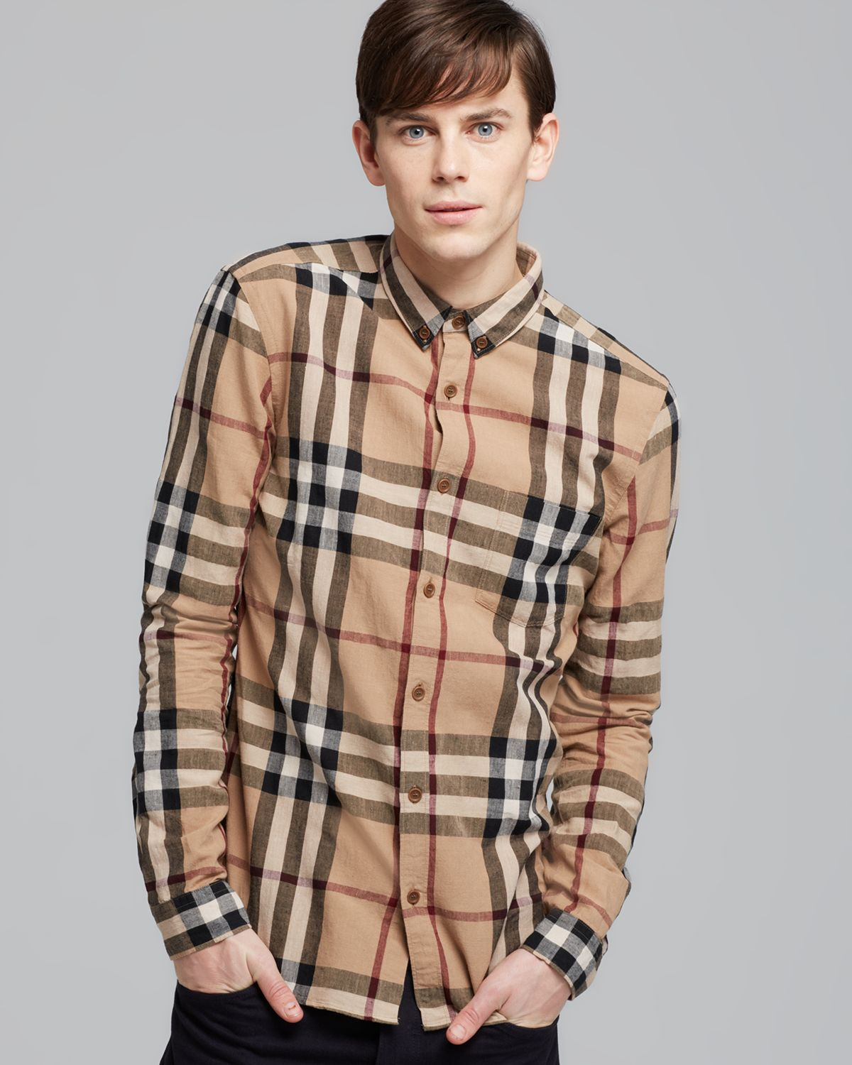 burberry mens check shirt