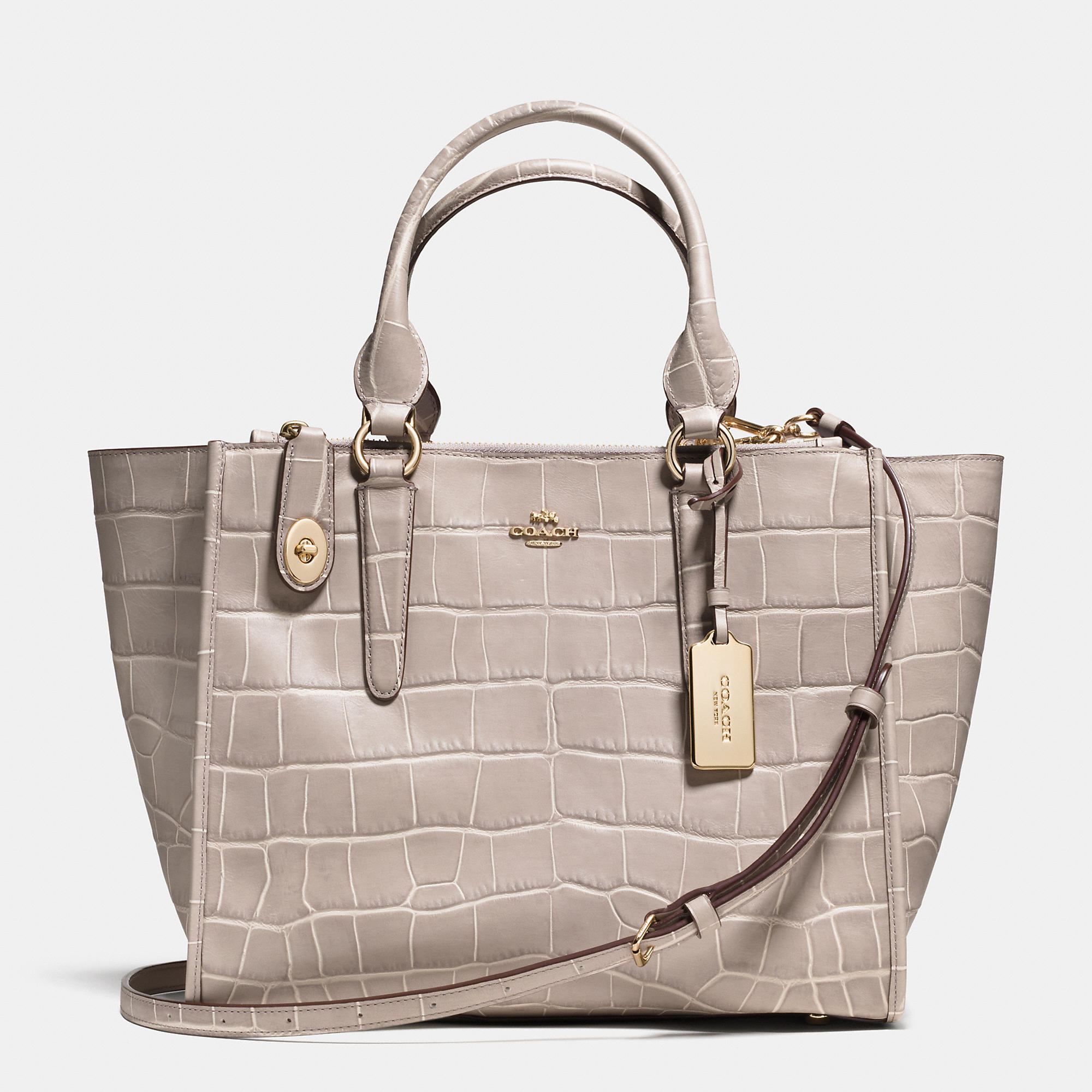 Lyst Coach Crosby Carryall In Croc Embossed Leather Natural Gallery