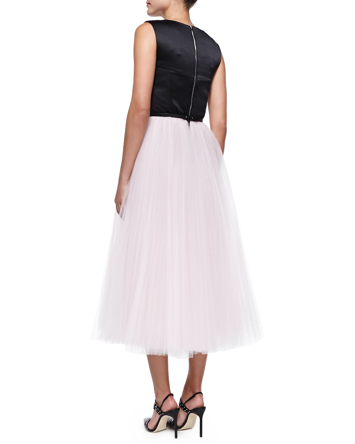 Lyst - Milly Sleeveless Bustier Cocktail Dress W/ Tulle Skirt in Black
