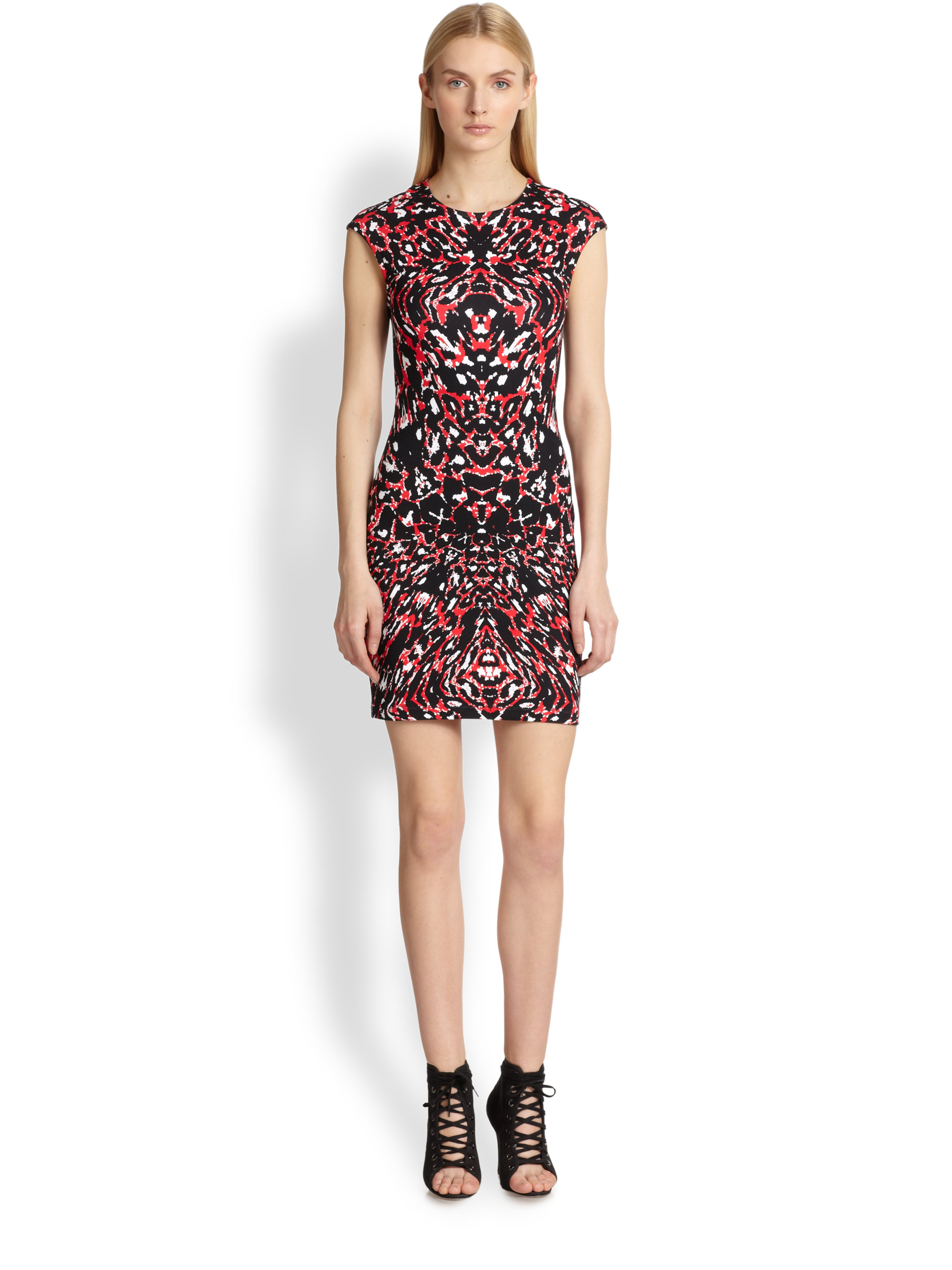 McQ by Alexander McQueen Brown Printed Jersey Body-Con Dress