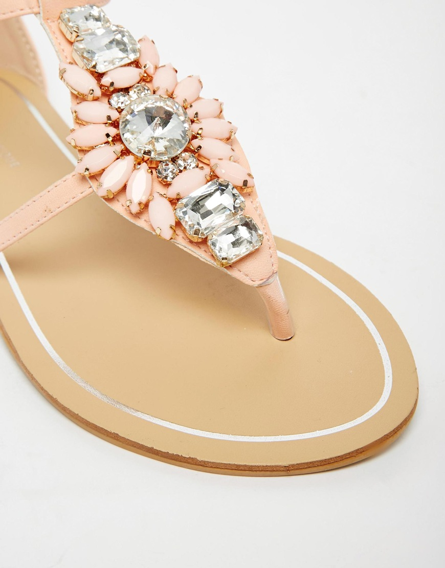 Lyst Forever Unique  Flavia Embellished Flat  Sandals  in Pink