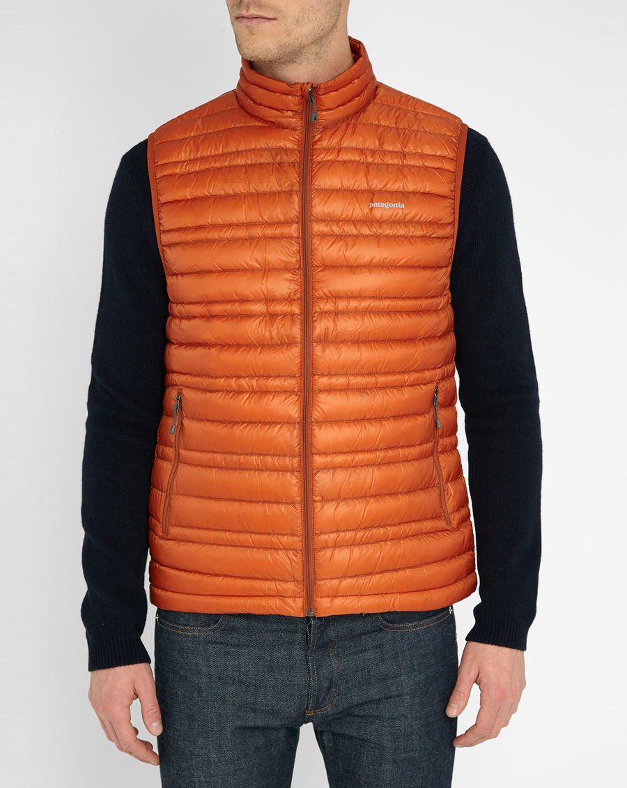 Patagonia Orange Ultra Light Sleeveless Down Jacket in Orange for Men