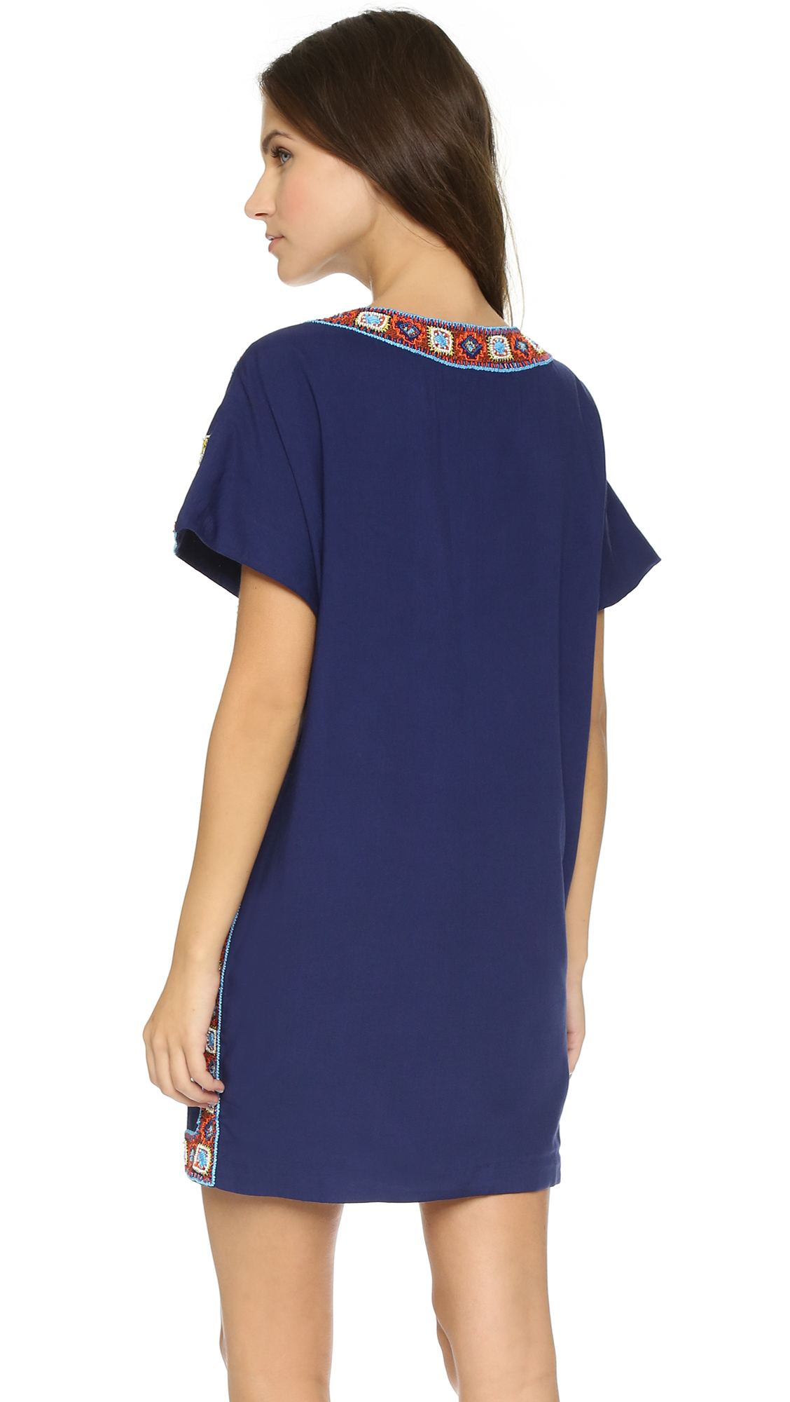 Lyst Pia Pauro Embroidered Beach Dress Navy In Blue Gallery