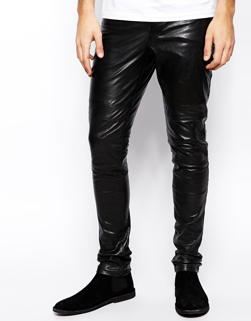 Lyst - Selected Leather Trousers in Black for Men