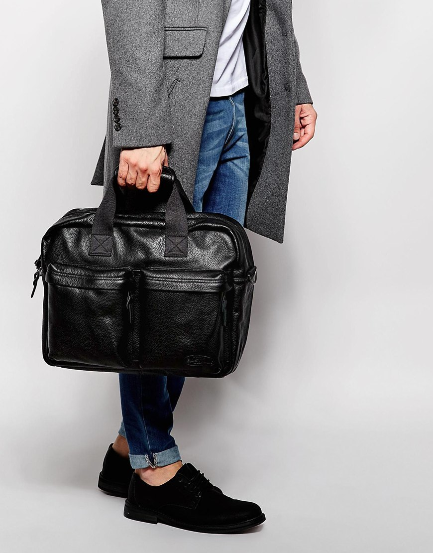 Lyst - Eastpak Tomec Leather Laptop Bag in Black for Men