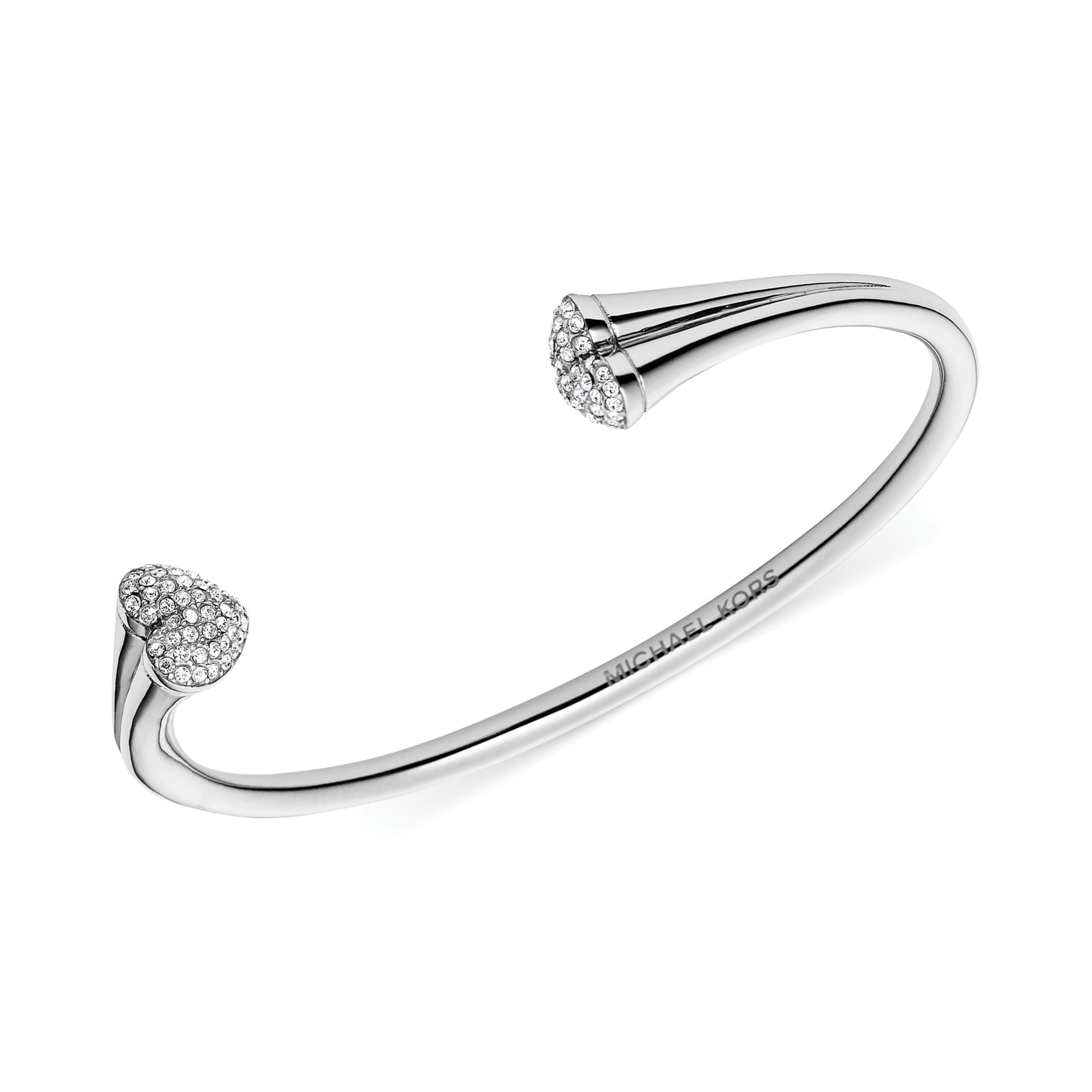 Lyst Michael Kors Silvertone and Clear Stone Pavé Heart Open Cuff