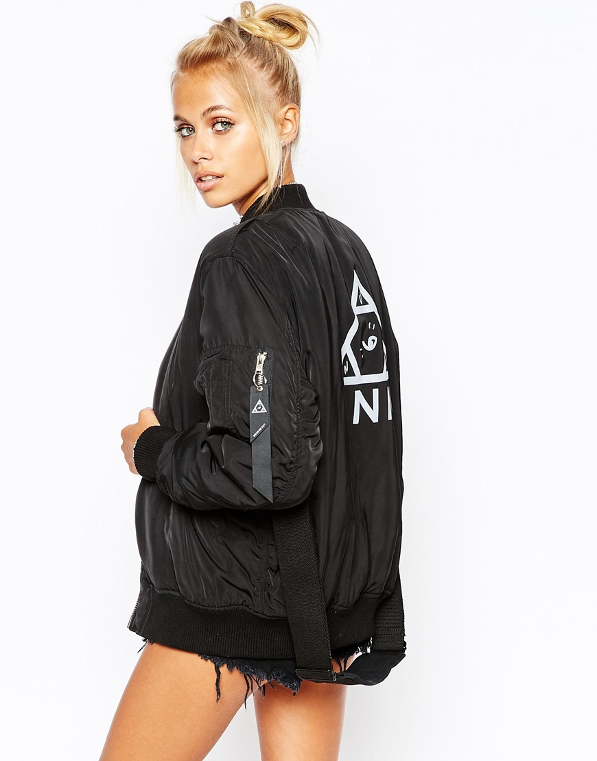 Lyst Unif iOversized Bomber Jacketi With Back Logo 