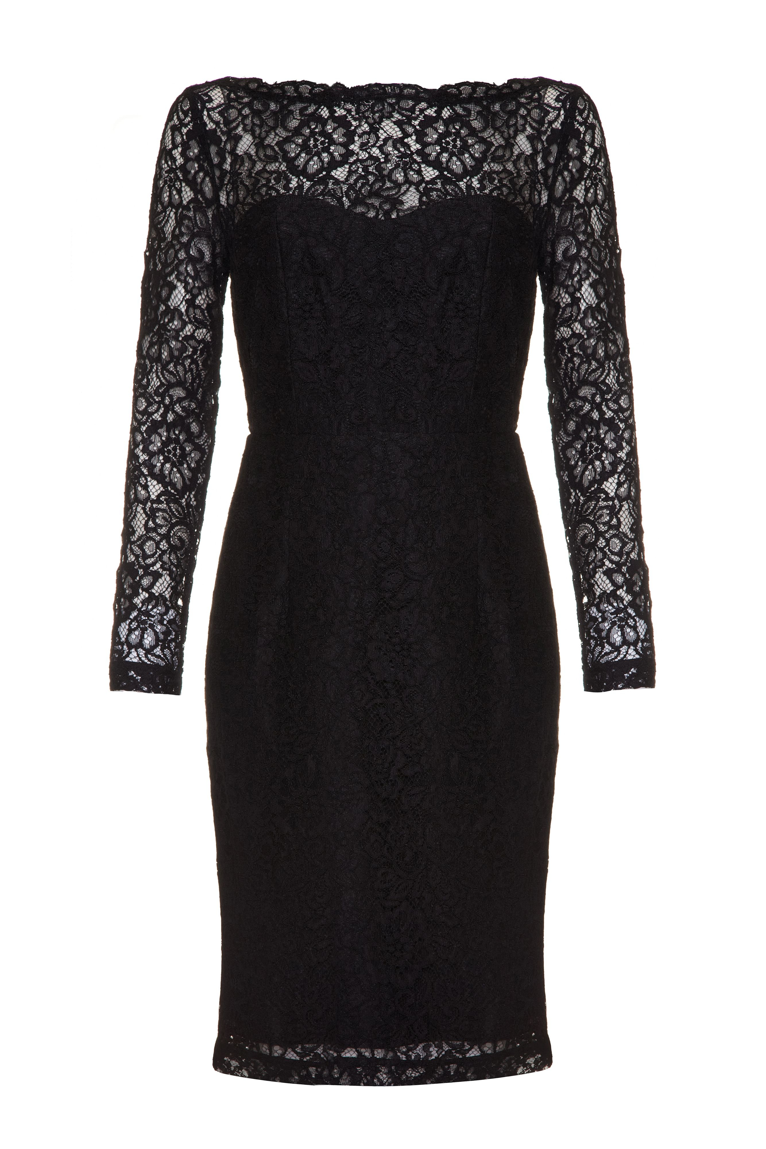 Almost Famous | Black Scalloped Lace Dress | Lyst