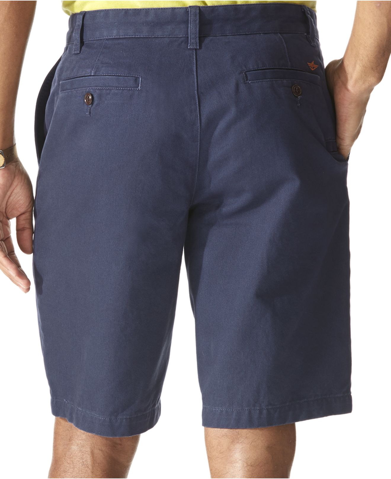 navy blue docker style shorts