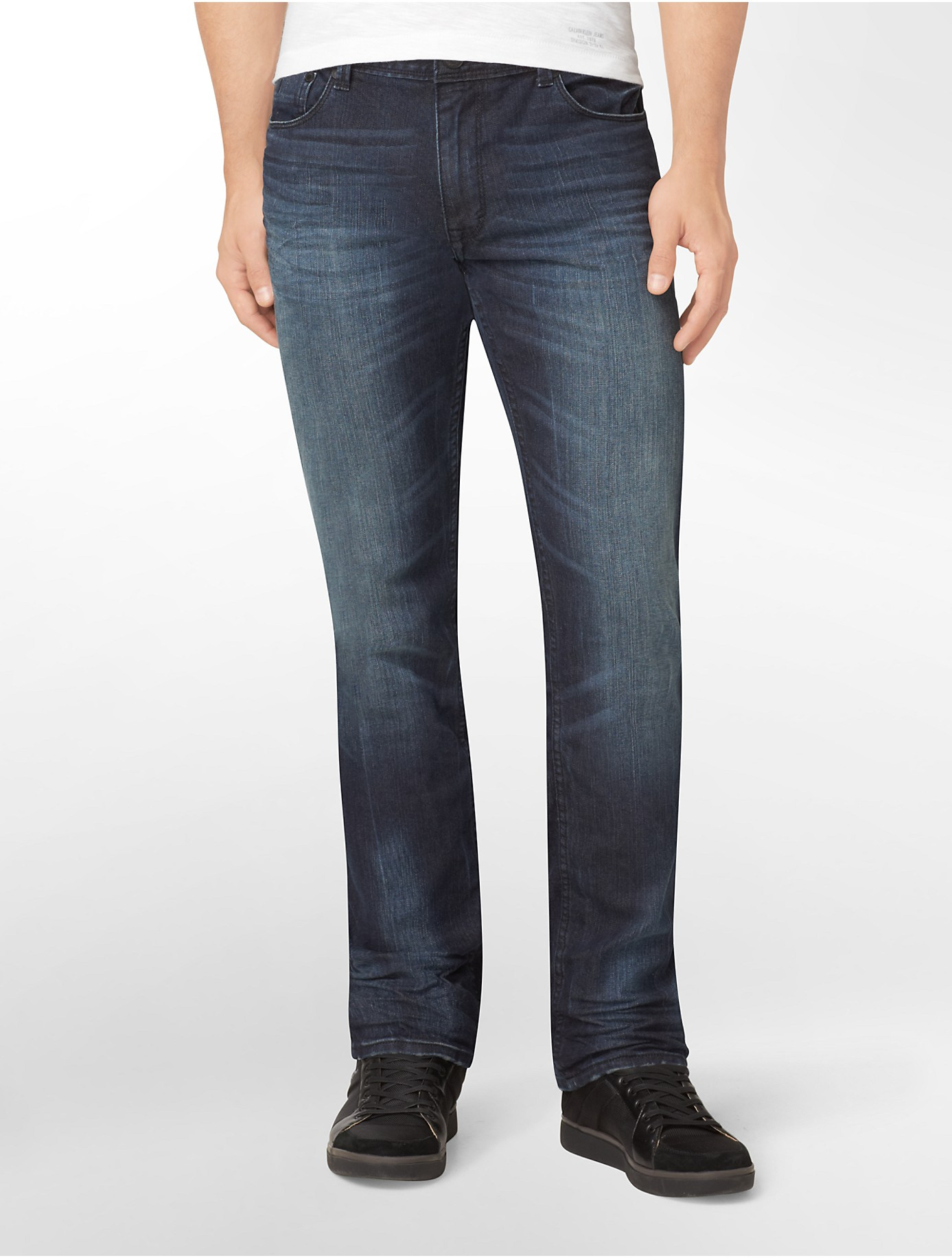 Lyst Calvin Klein Jeans Straight Leg Exploded Blue Wash Jeans In Blue For Men 