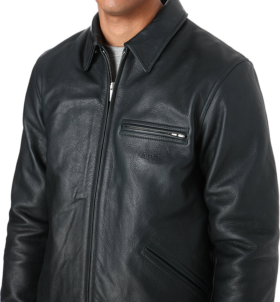 A P C Detroit Leather Jacket In Black For Men Lyst Gallery