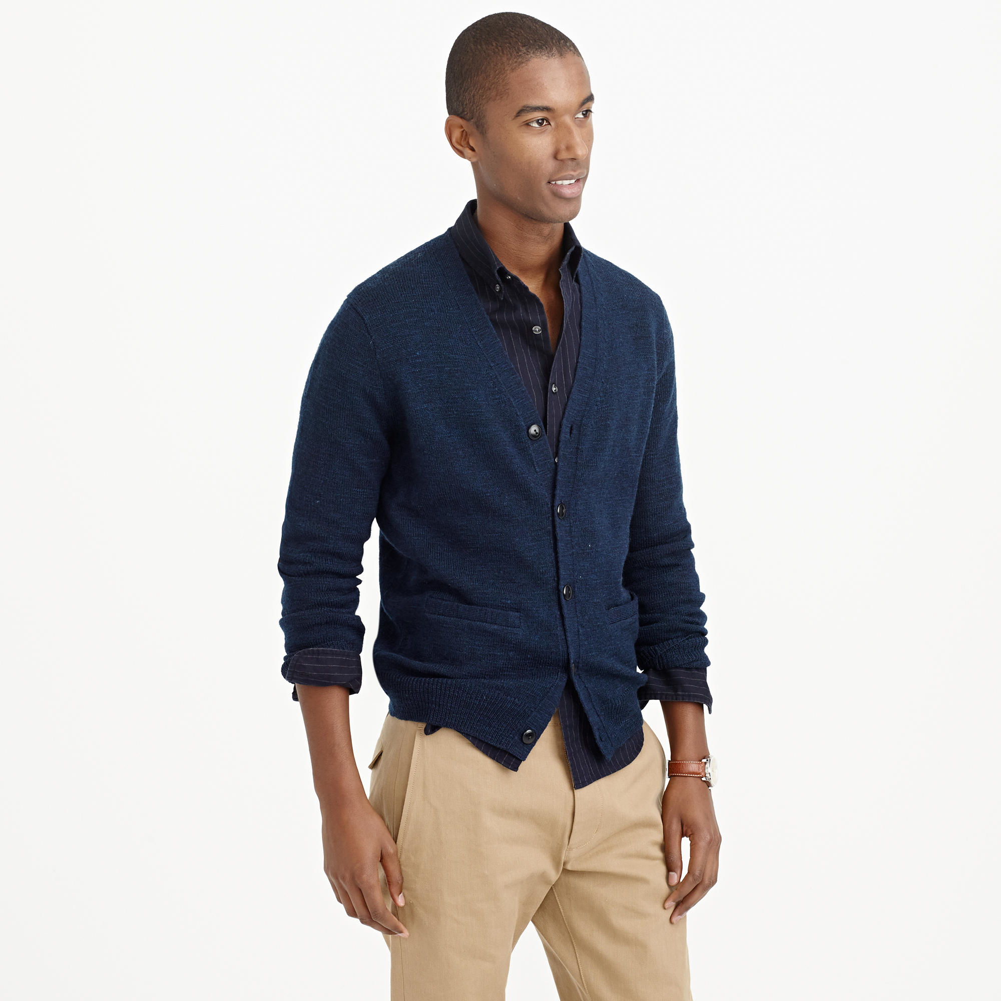 J.crew Slim Rustic Merino Elbowpatch Cardigan Sweater in Blue for Men