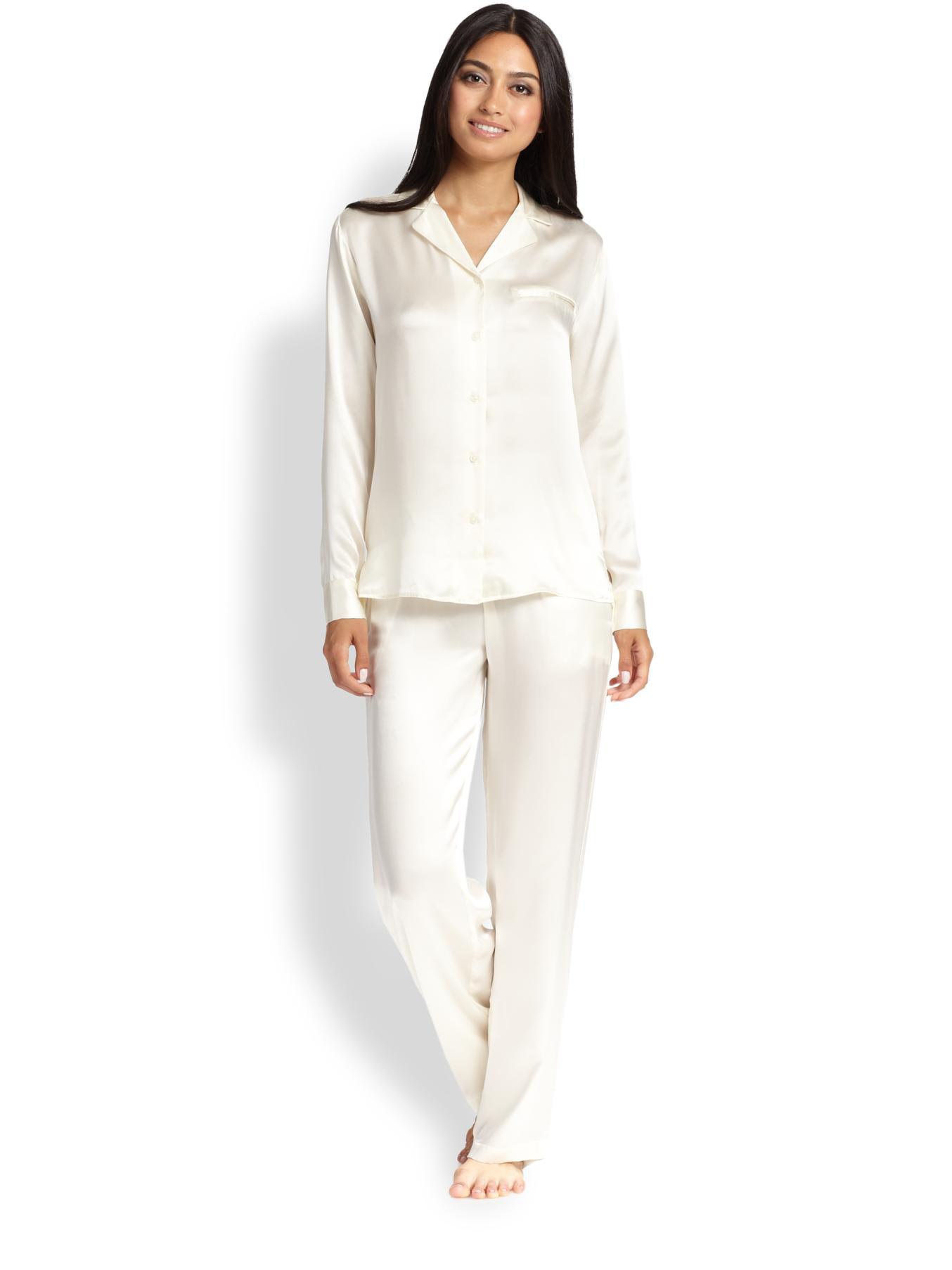 Lyst - La Perla Dolce Silk Pajamas in White
