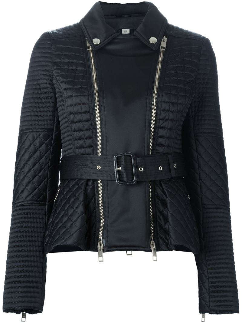 Lyst - Burberry Quilted Belted Jacket in Black