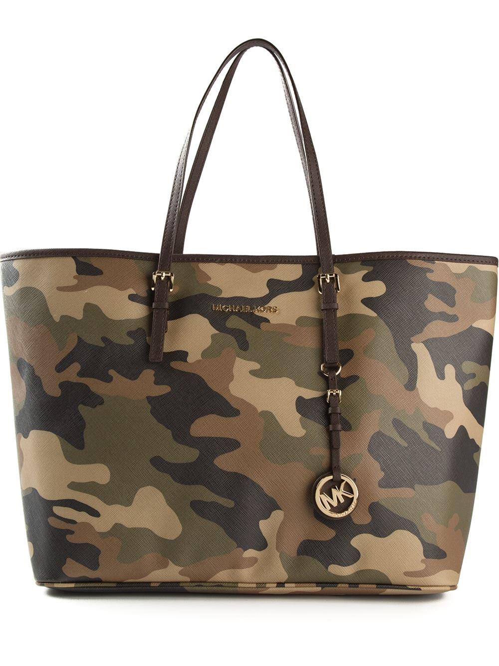 Lyst Michael Kors Camouflage Jet Set Tote In Green Gallery