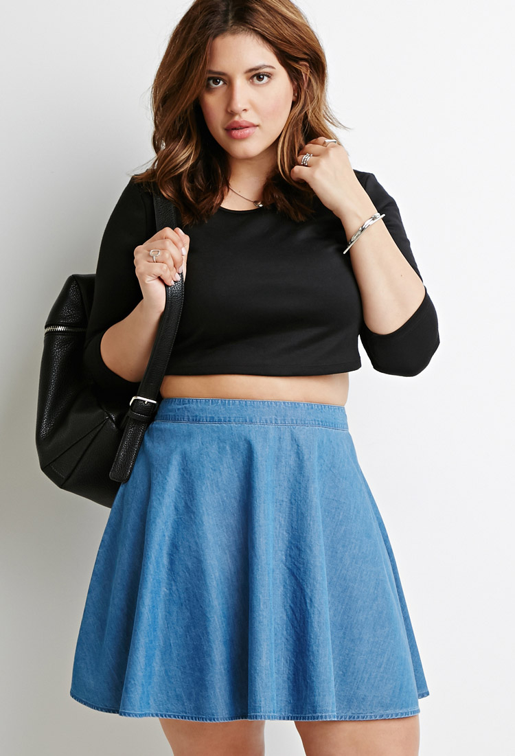 Forever 21 Denim Skater Skirt in Blue | Lyst