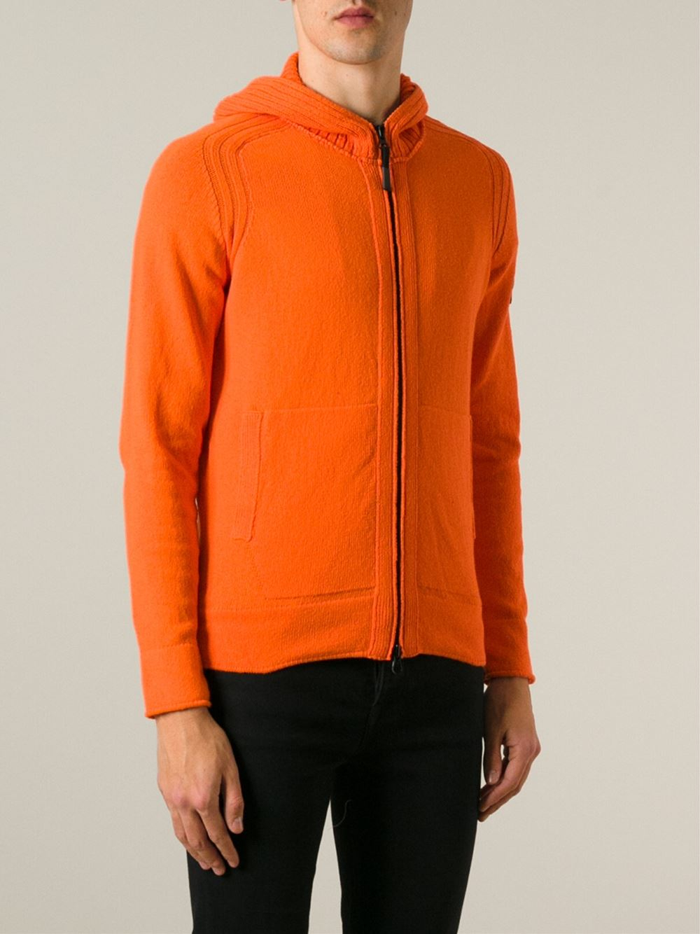 Lyst - Stone Island Knitted Zip-through Hoodie in Orange for Men