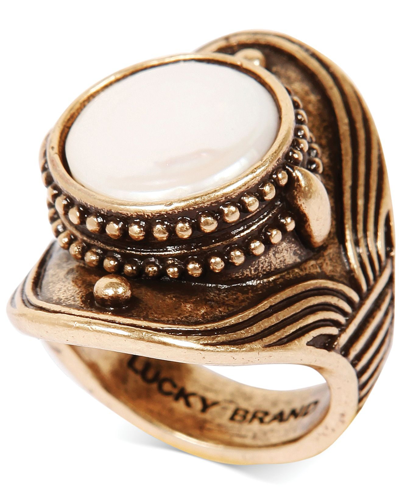 Lyst Lucky brand Goldtone Freshwater Pearl Statement Ring (12mm) in