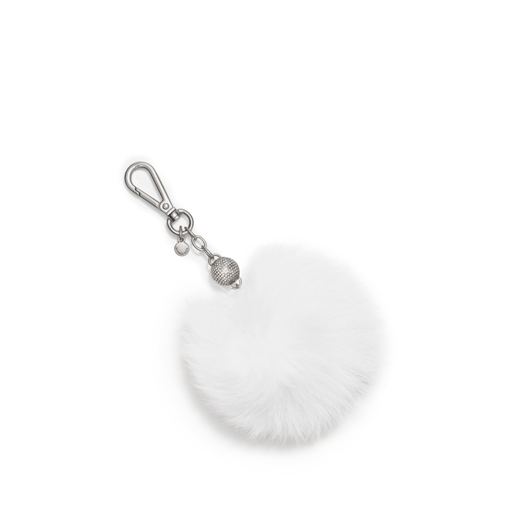 Michael kors Extra-large Pavé Fur Keychain in White | Lyst