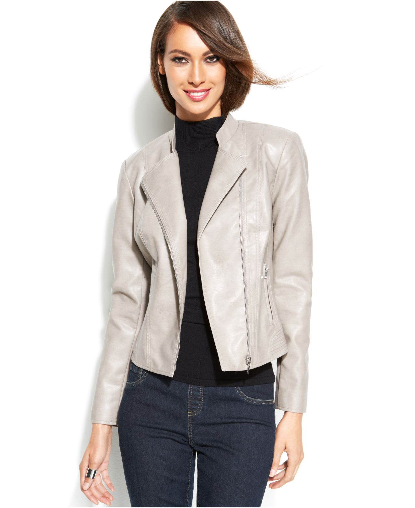 Lyst - Inc International Concepts Faux-Leather Moto Jacket in Gray