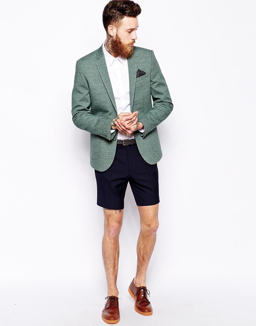 Asos Slim Fit Blazer In Jersey in Green for Men | Lyst
