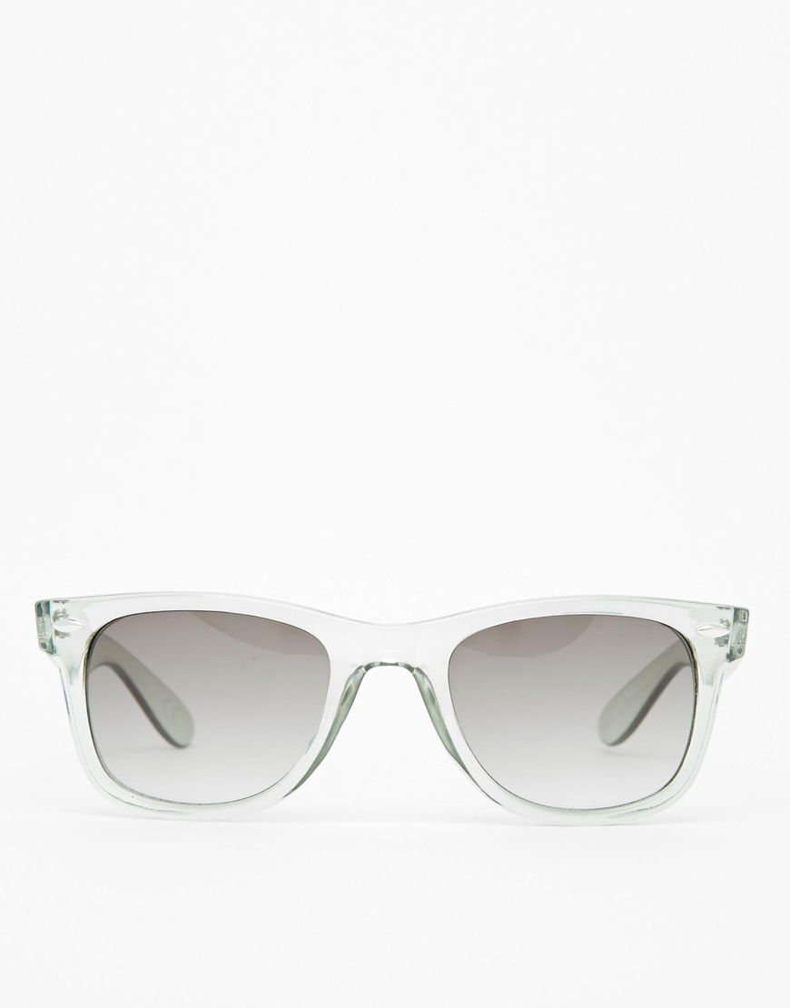 Asos Wayfarer Sunglasses In Green With Clear Frame In Gray For Men Lyst 