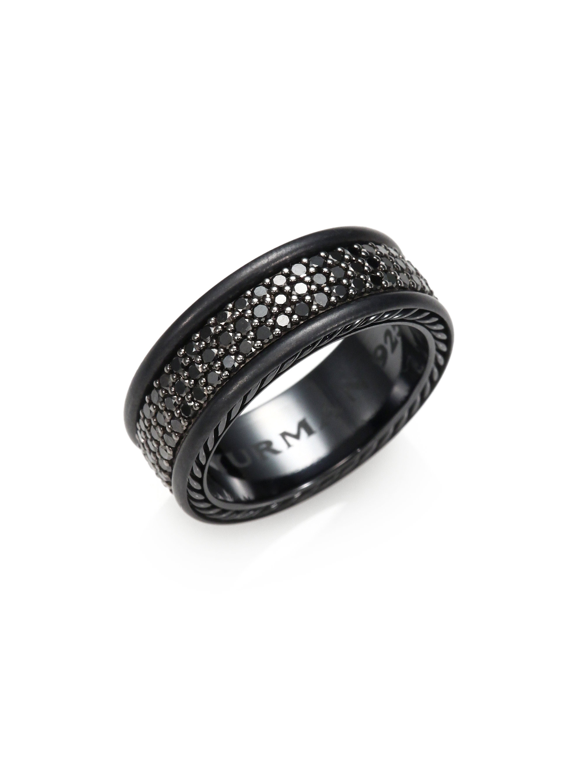 David Yurman Black Diamond and Titanium Ring in Black for Men (BLACK ...