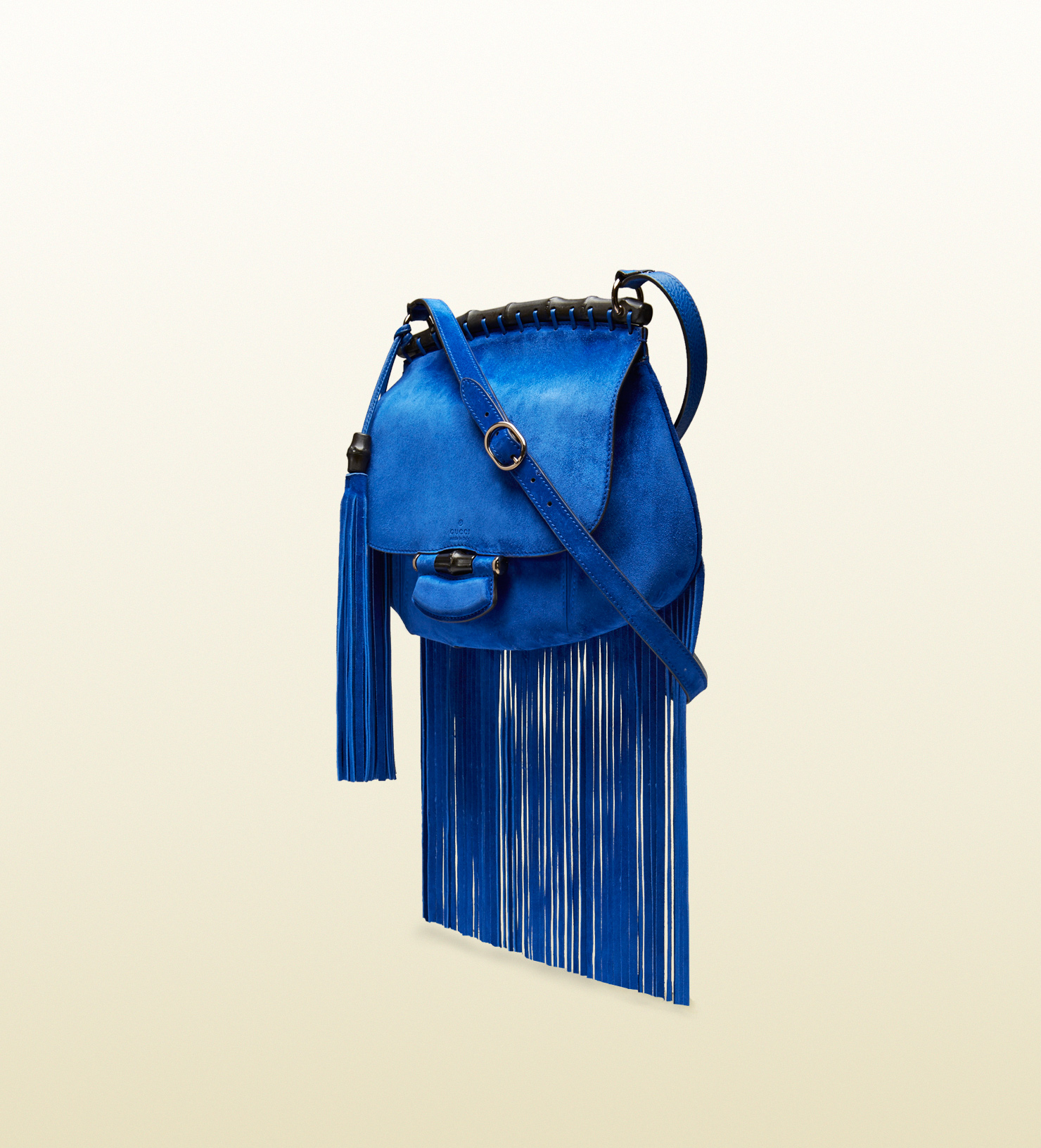 Gucci Nouveau Fringe Suede Shoulder Bag in Blue | Lyst