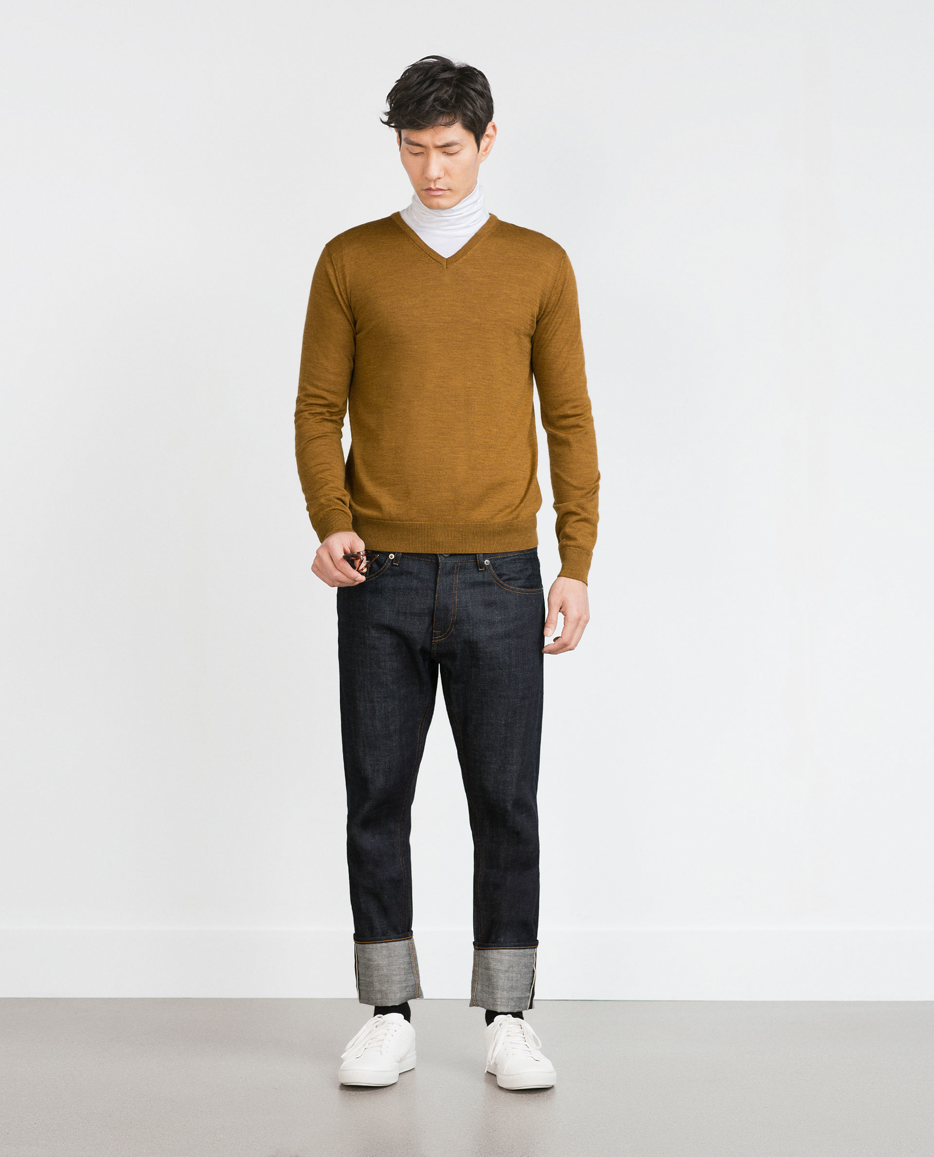 Zara Merino Wool Sweater in Yellow for Men (Mustard) | Lyst