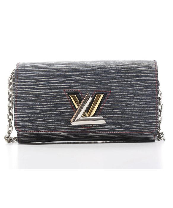 Louis Vuitton Pre-Owned Louis Vuiton Epi Denim Twist Chain Wallet in Gray | Lyst