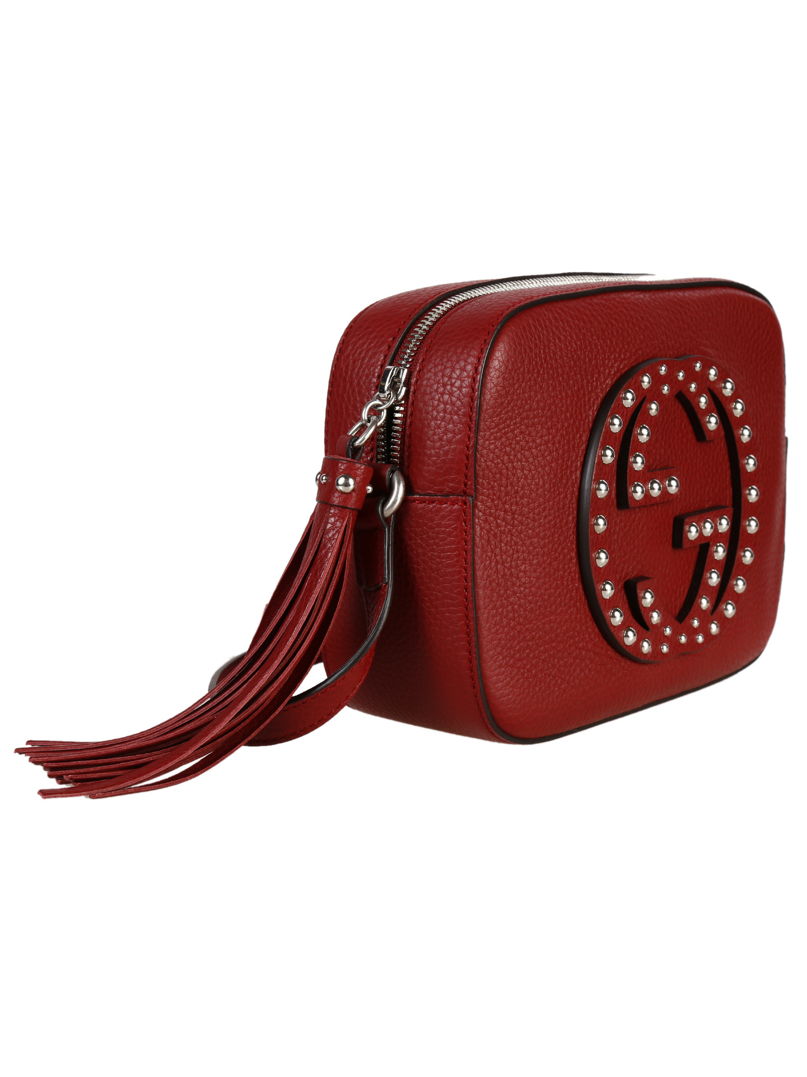 Gucci Soho Studded Leather Disco Bag in Red (Bordeaux) | Lyst