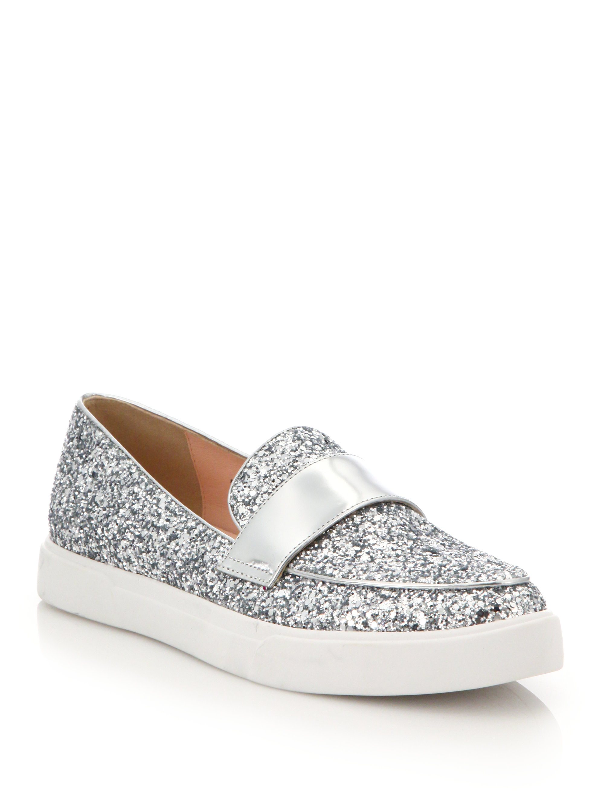 Lyst - Kate Spade New York Clover Glittered Leather Slip-on Sneakers in ...