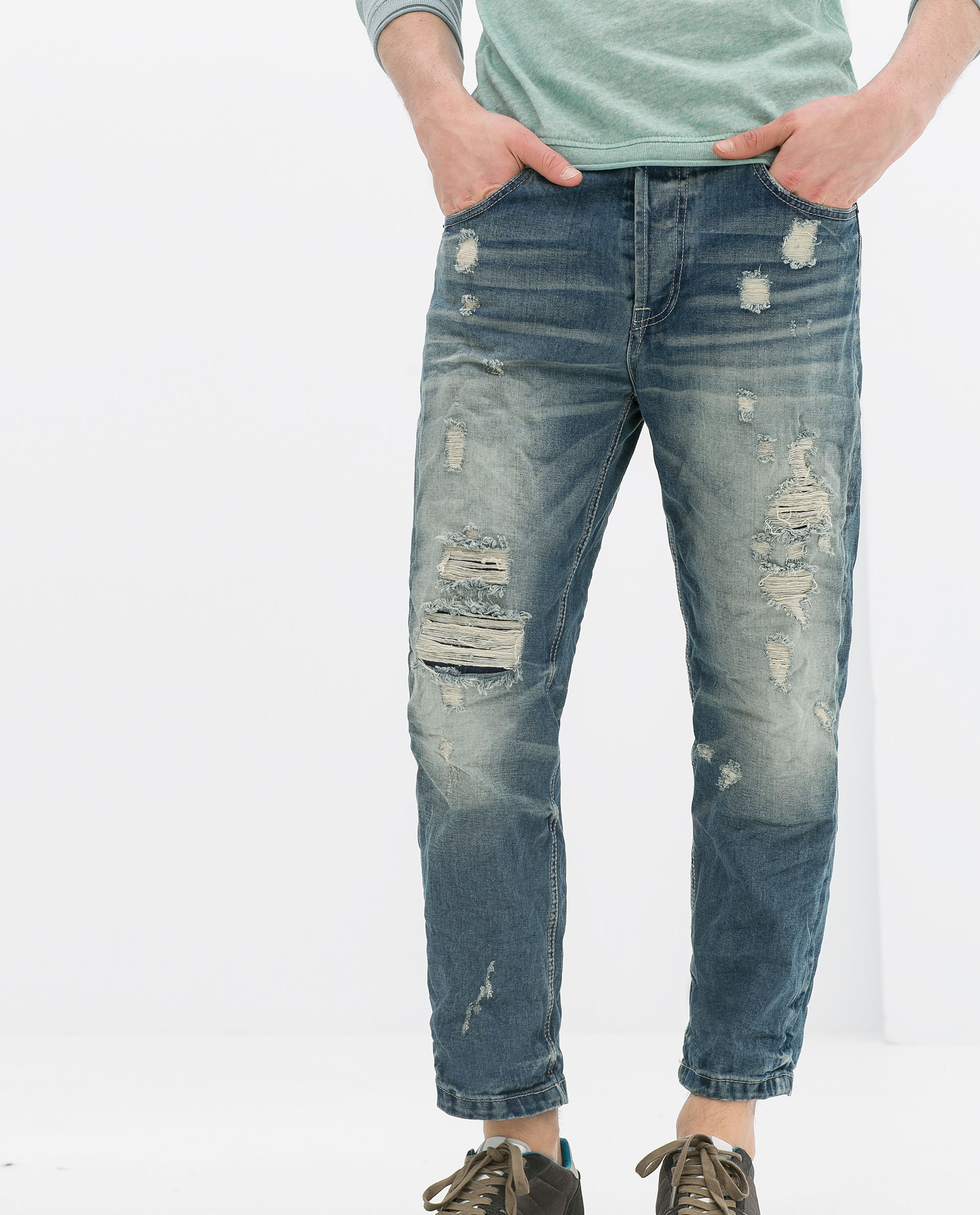 zara men's ripped jeans