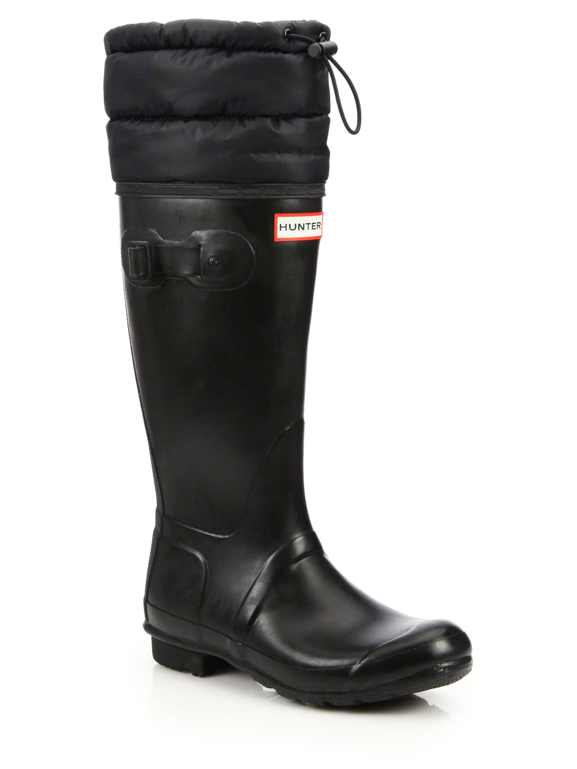 Hunter | Black Original Quilted Cuff Rain Boots | Lyst